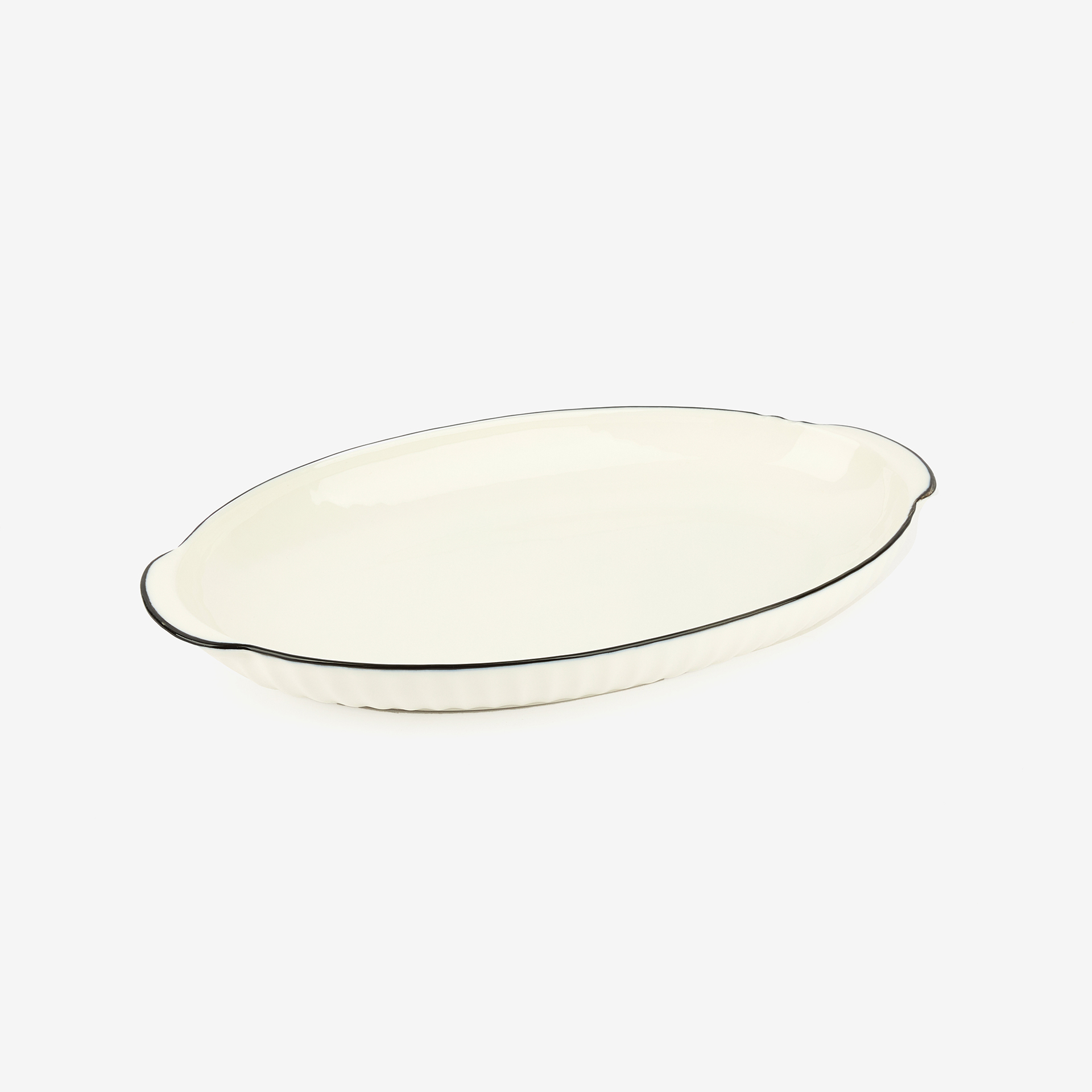 Bandeja para servir ovalada de cerámica blanca 30cm