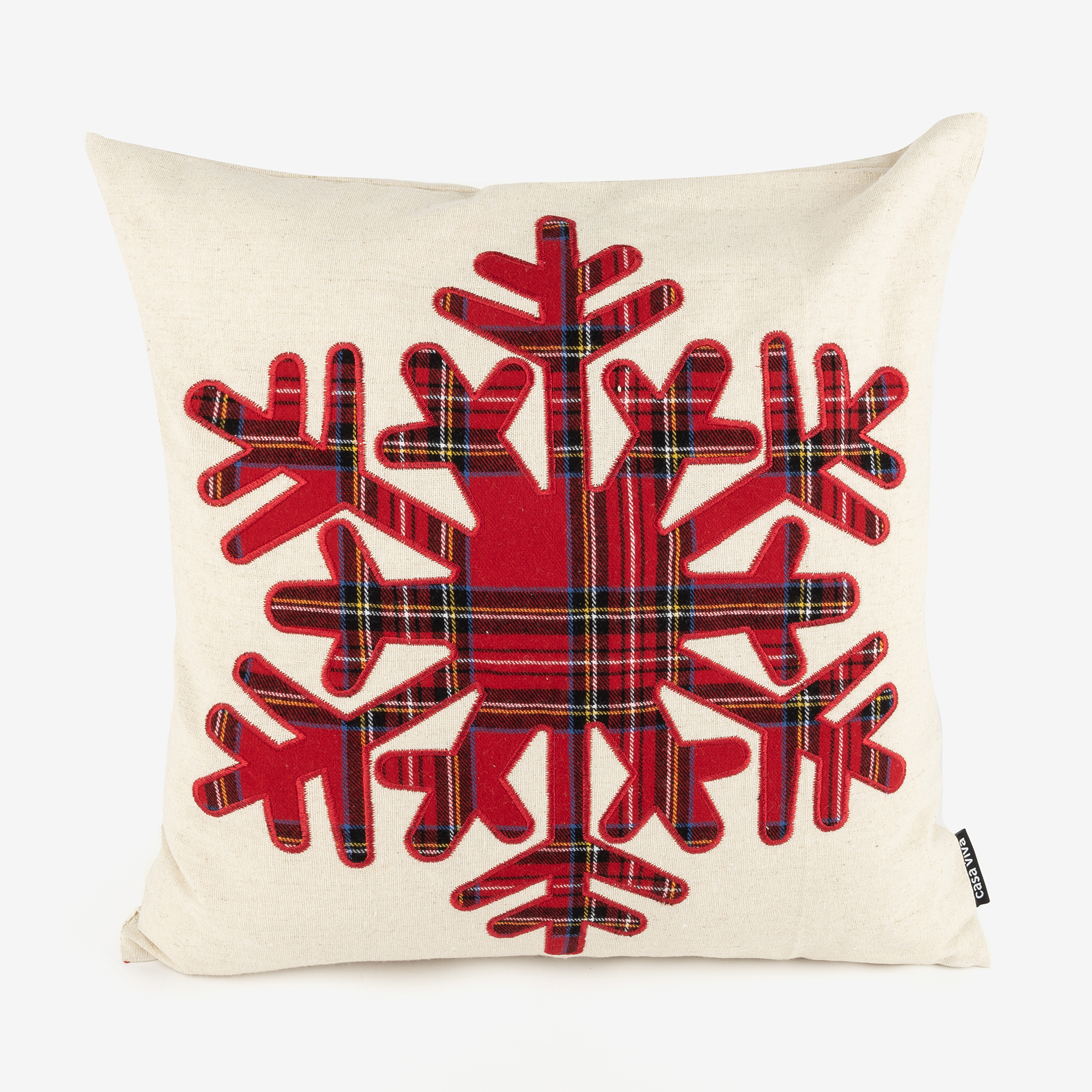 Funda de cojín tartán copo de nieve 45x45cm