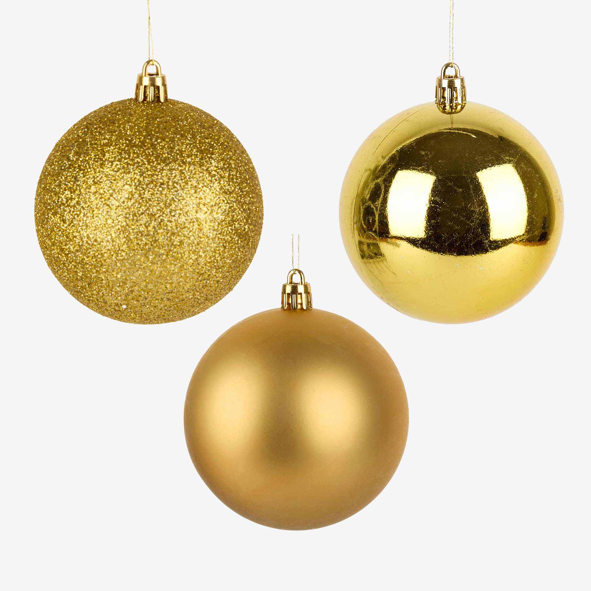 Set de 6 bolas de arbol decorativas doradas Ø8cm