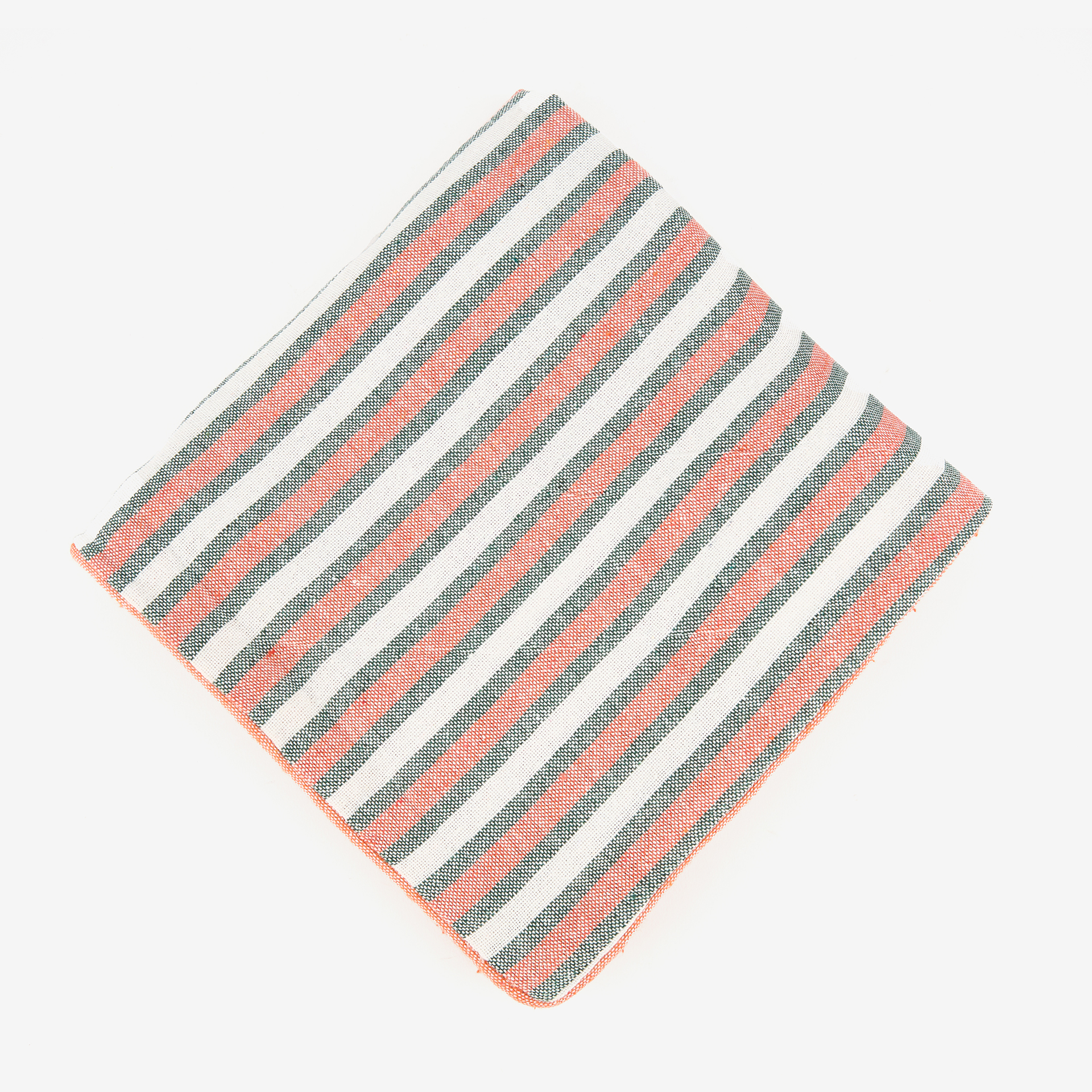 Funda de cojín de algodón rayas naranja y verde Marita 45x45cm