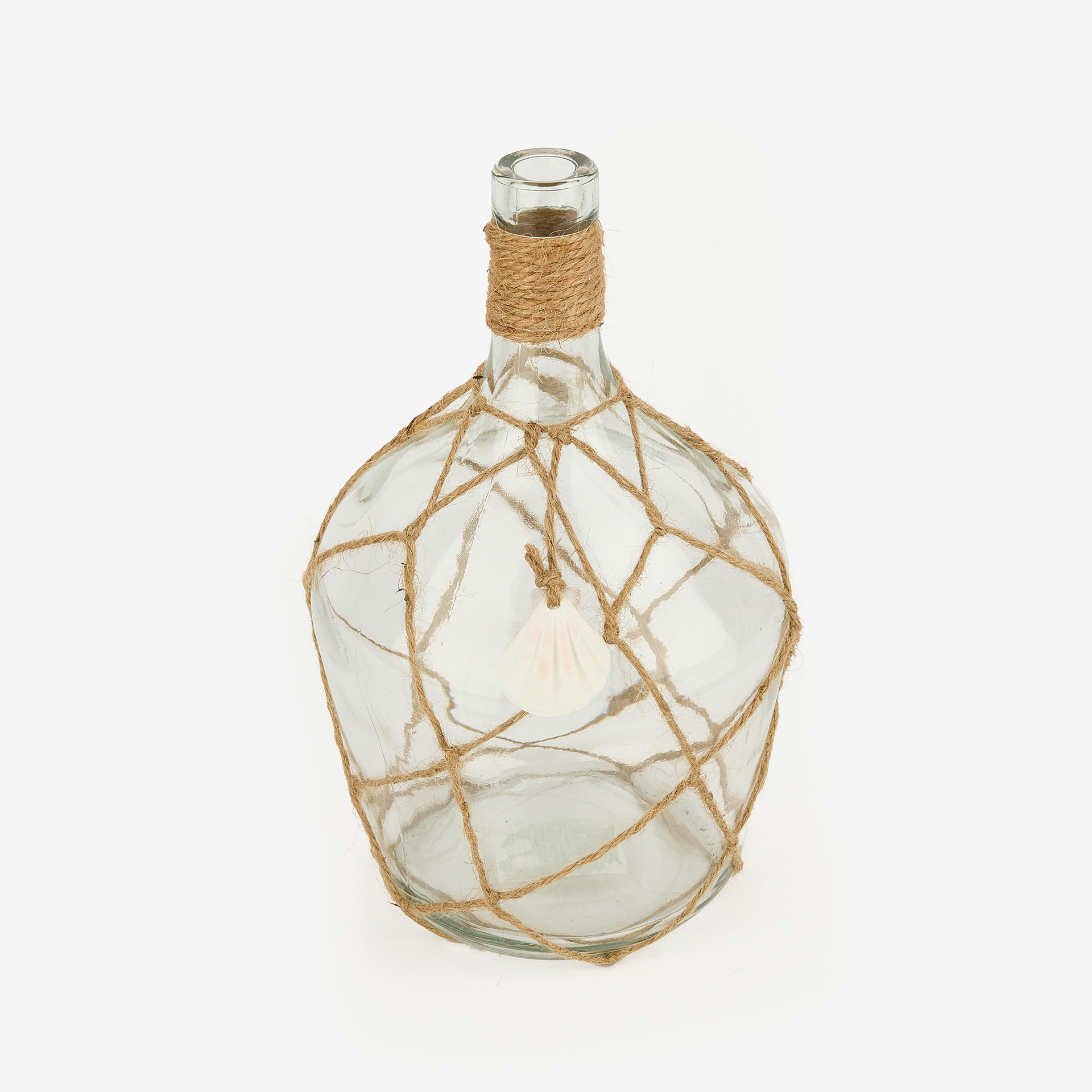 Jarr&oacute;n de cristal con cuerda Rustic &Oslash;16x25cm