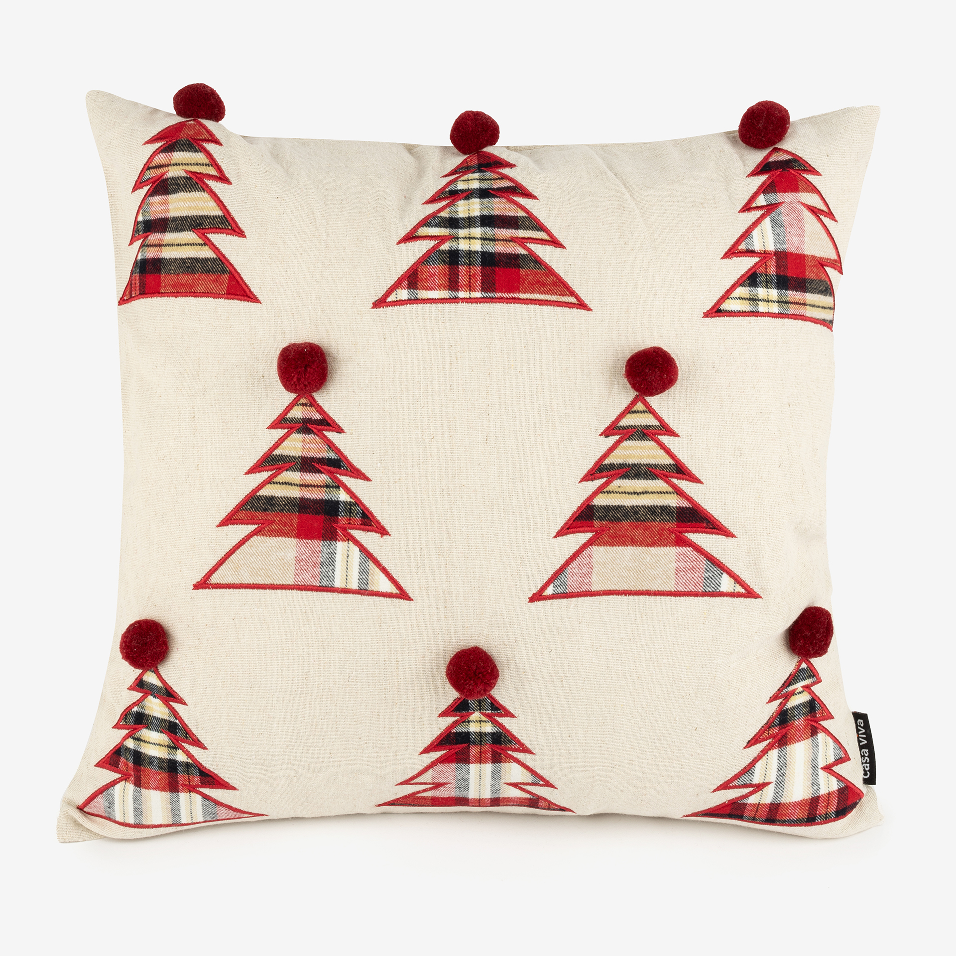 Funda de cojín tartán árboles 45x45cm