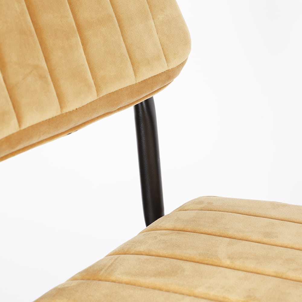 Silla de comedor de terciopelo amarillo Natalia 46x59x86cm