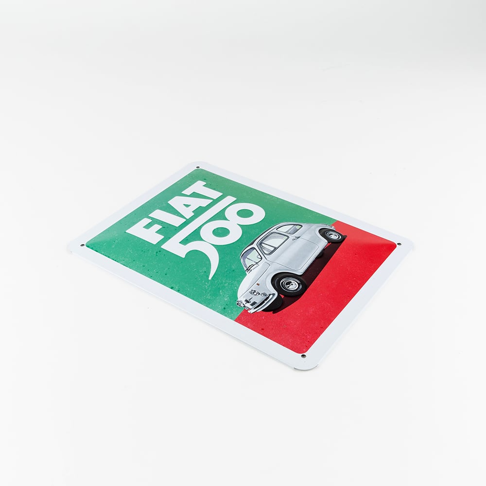 Placa de metal Fiat 500 Italian Colours 15x20cm