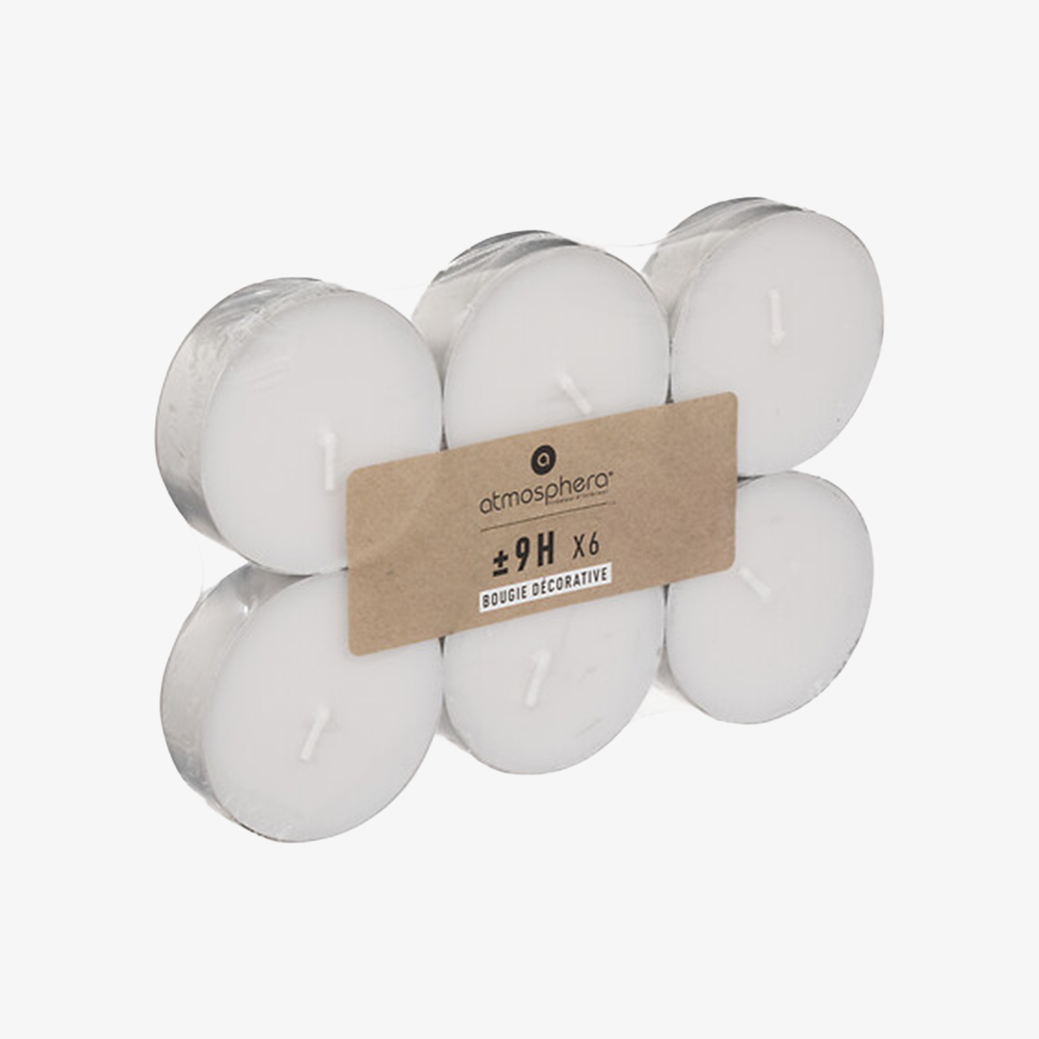 Set de 6 velas de t&eacute; blancas &Oslash;5,6cm