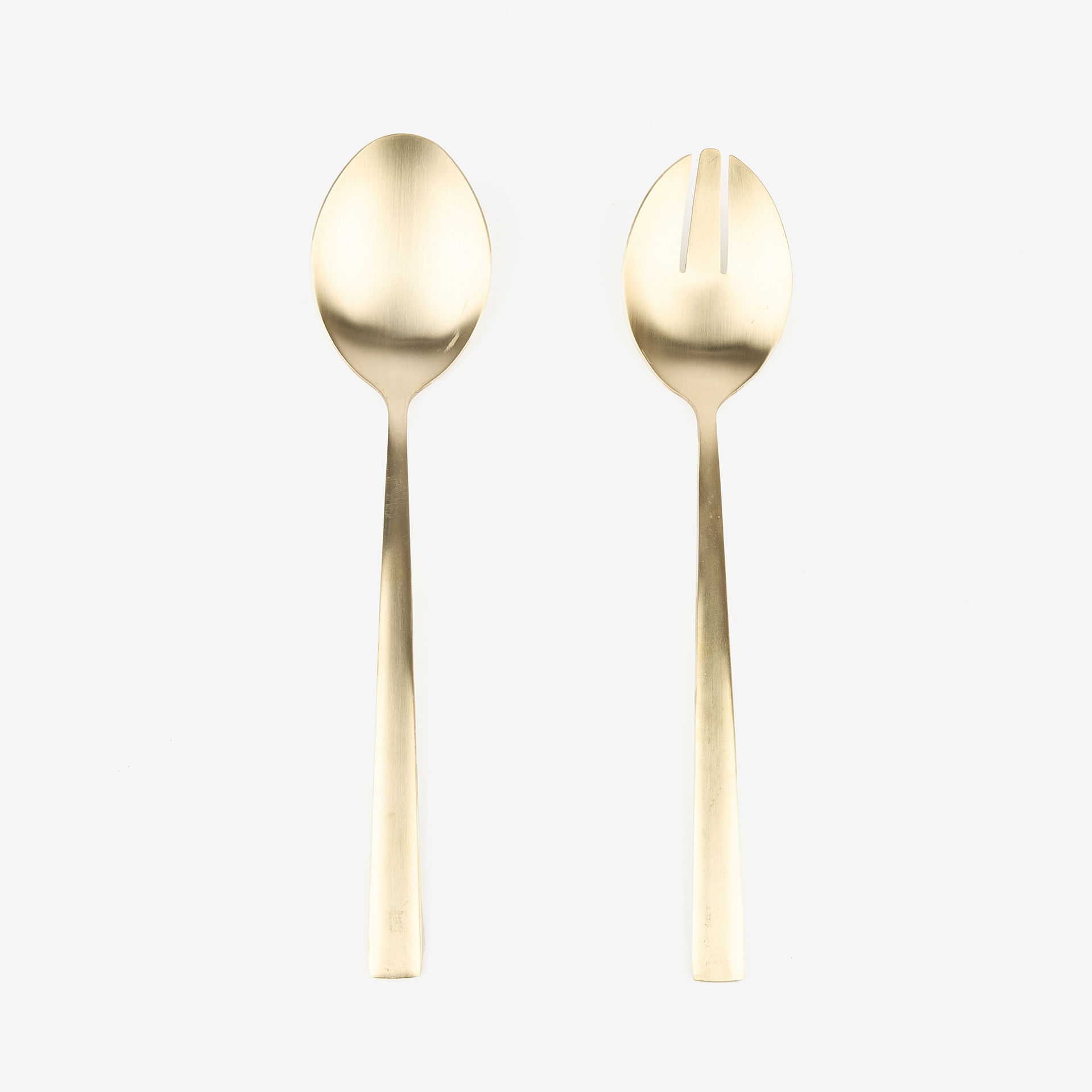 Set de 2 cubiertos para ensalada de acero inoxidable dorados 30cm