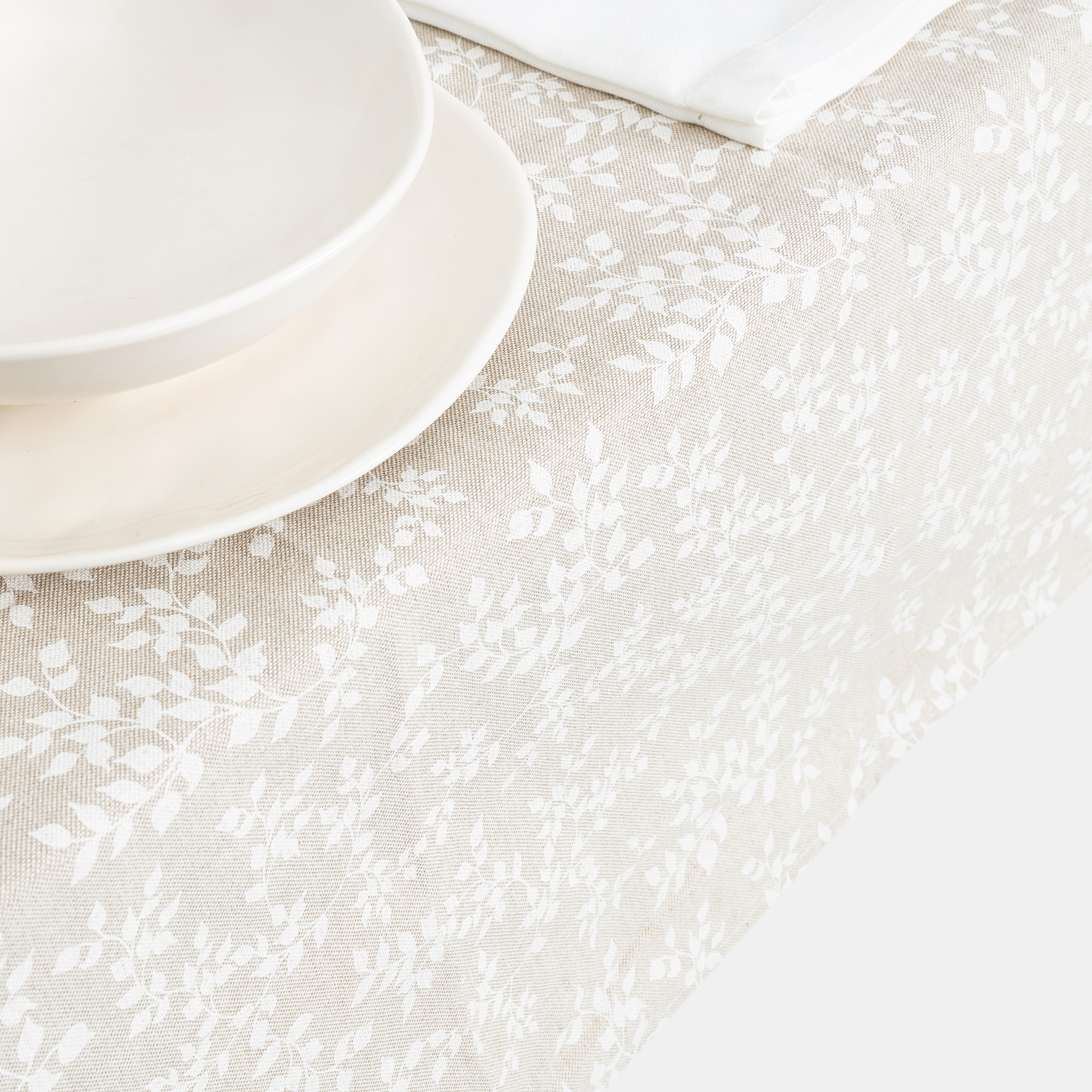 Mantel de algodón beige Jana 140x350cm