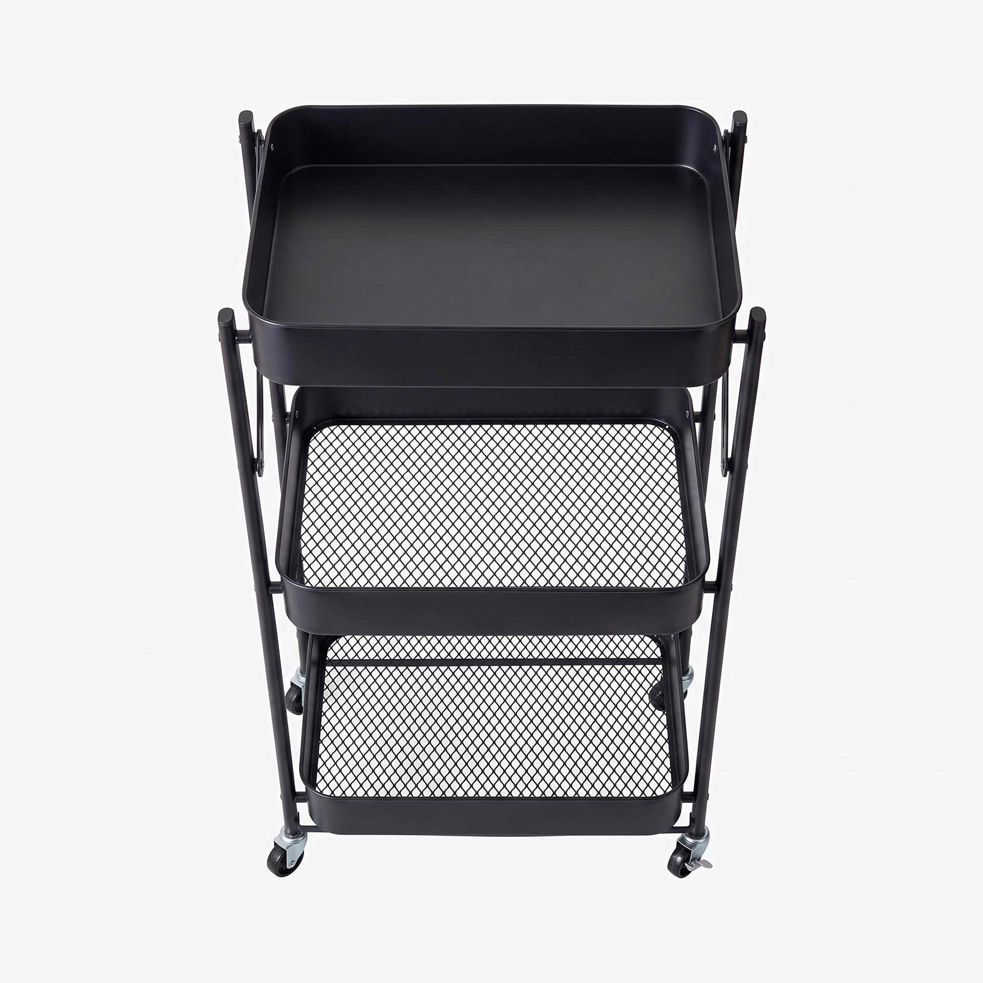 Carro de cocina plegable negro de hierro Ares 77cm