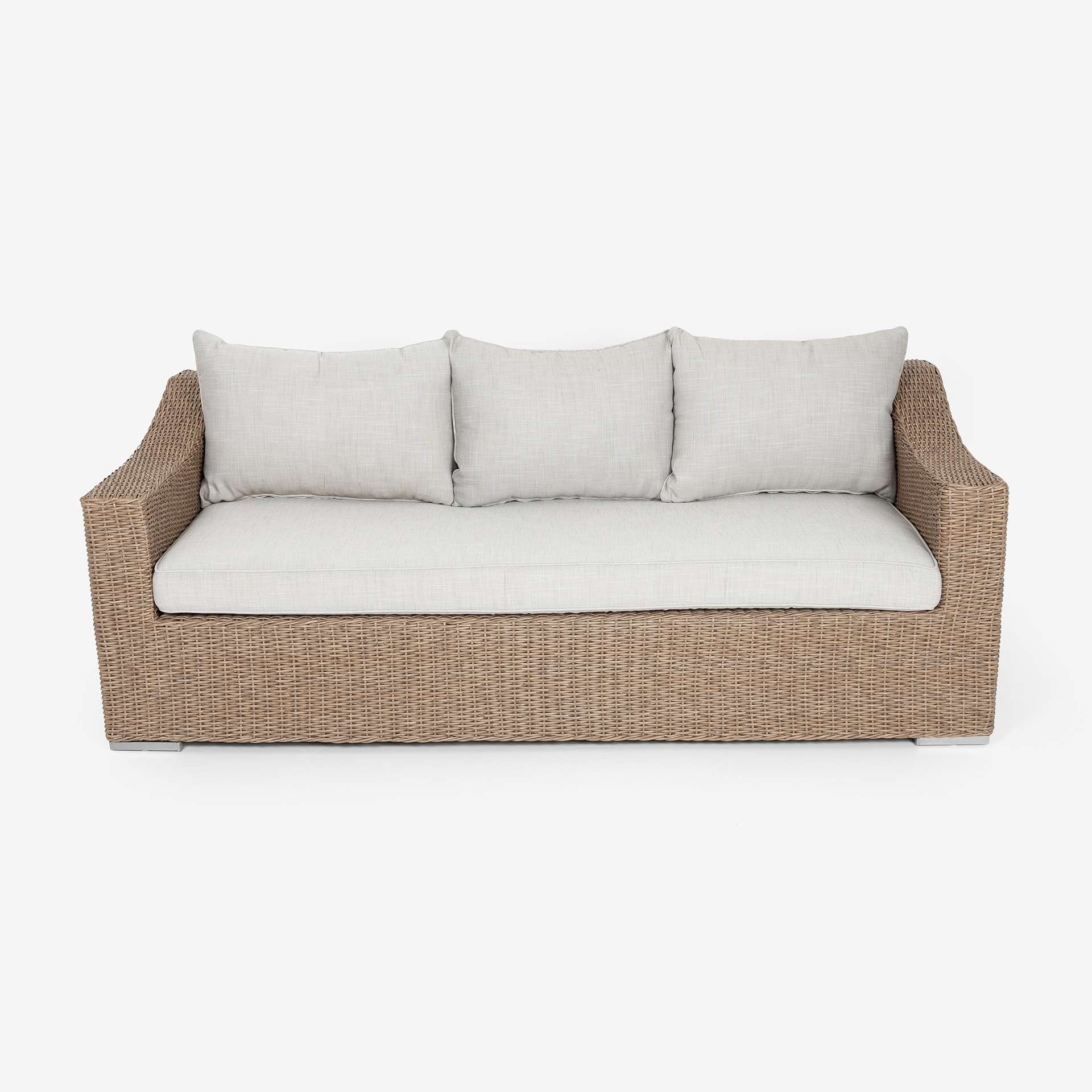 Set de jard&iacute;n de 4 piezas de rat&aacute;n sint&eacute;tico beige Zanz&iacute;bar