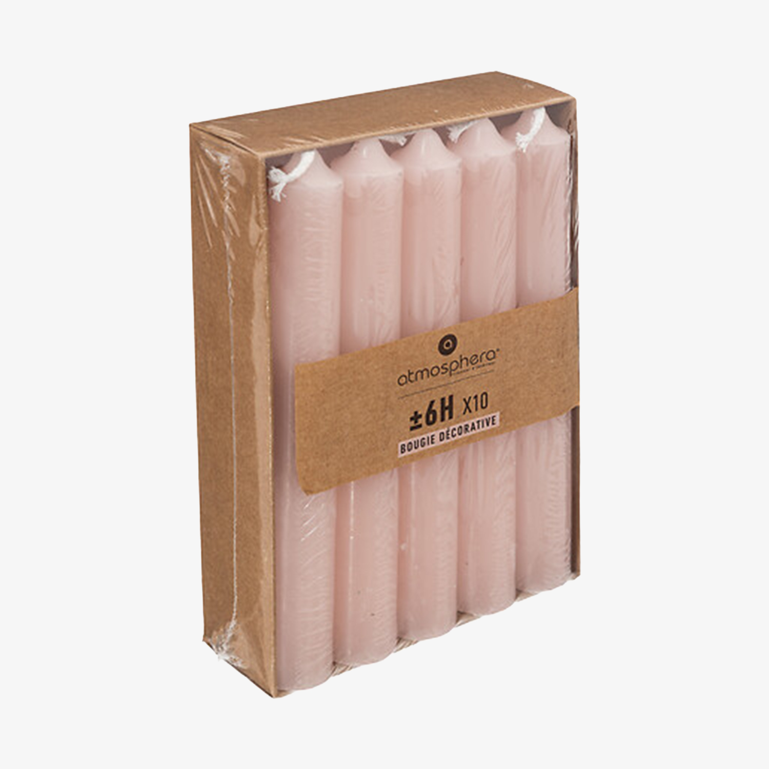 Set de 10 velas candelabro rosa 16cm