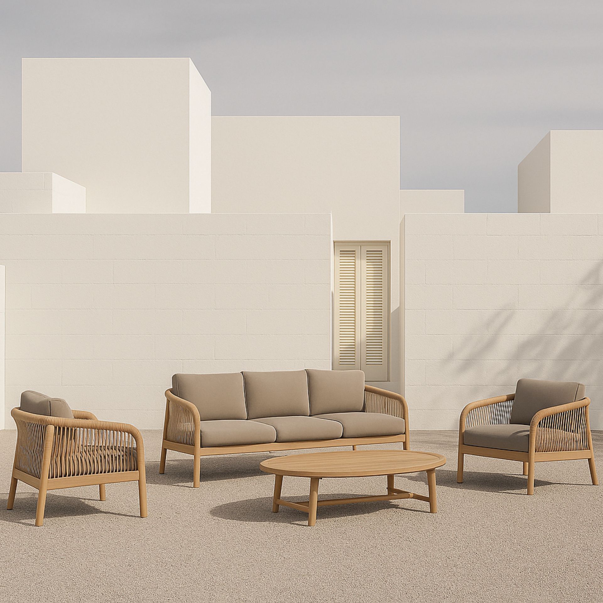 Set de jardín de 5 piezas de madera de acacia Maui