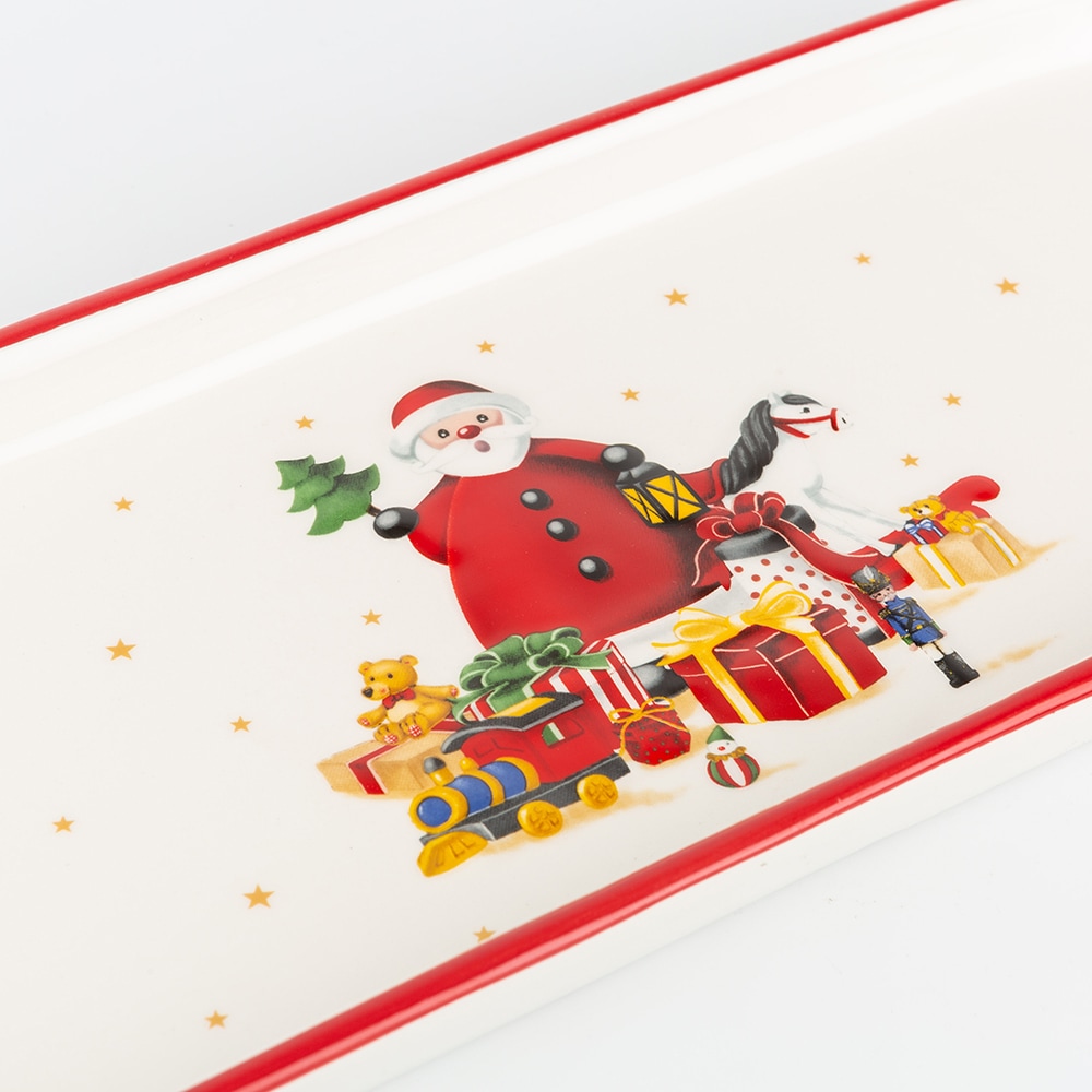 Bandeja rectangular de cerámica Santa Claus 40x15cm