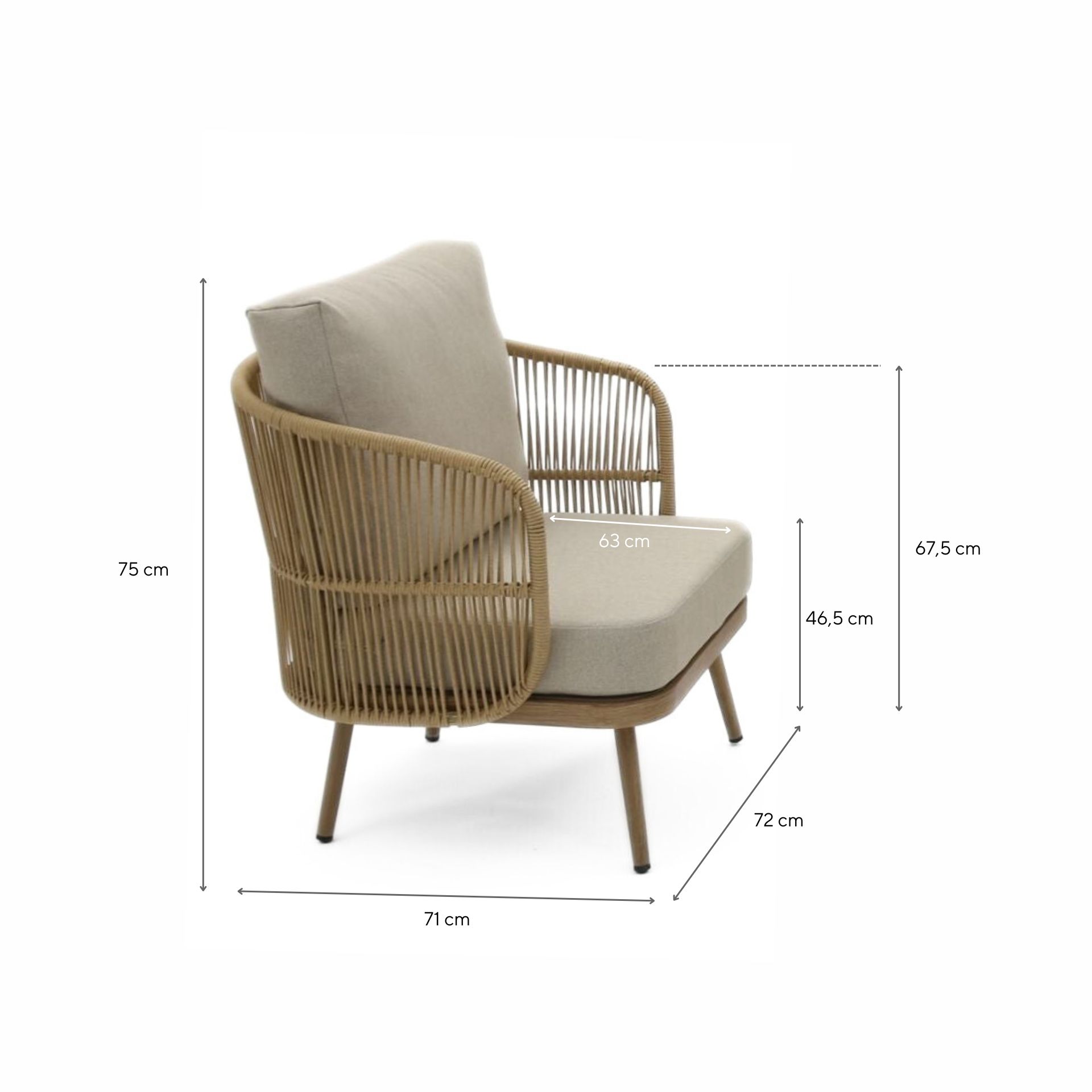 Set de jard&iacute;n de 4 piezas de rat&aacute;n sint&eacute;tico Kauai