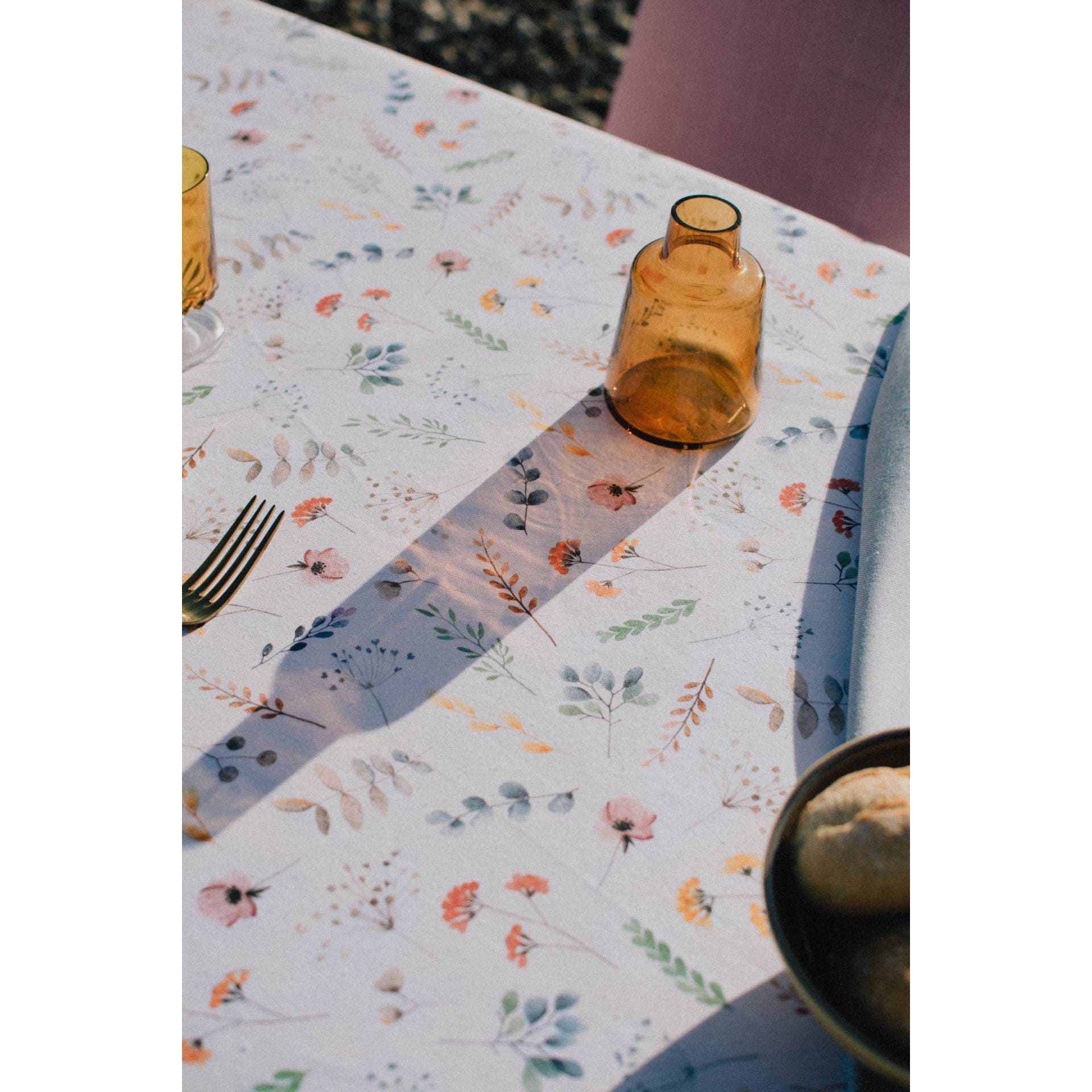 Mantel de algodón reciclado Flores 135x140cm