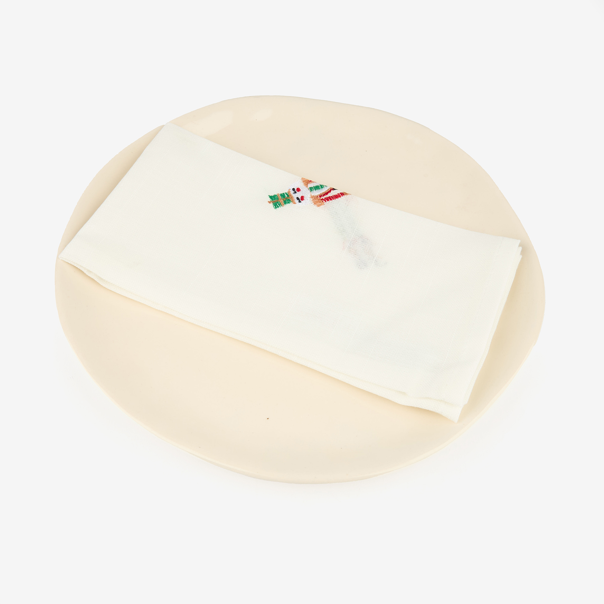 Servilleta blanca bordado Cascanueces 45x45cm