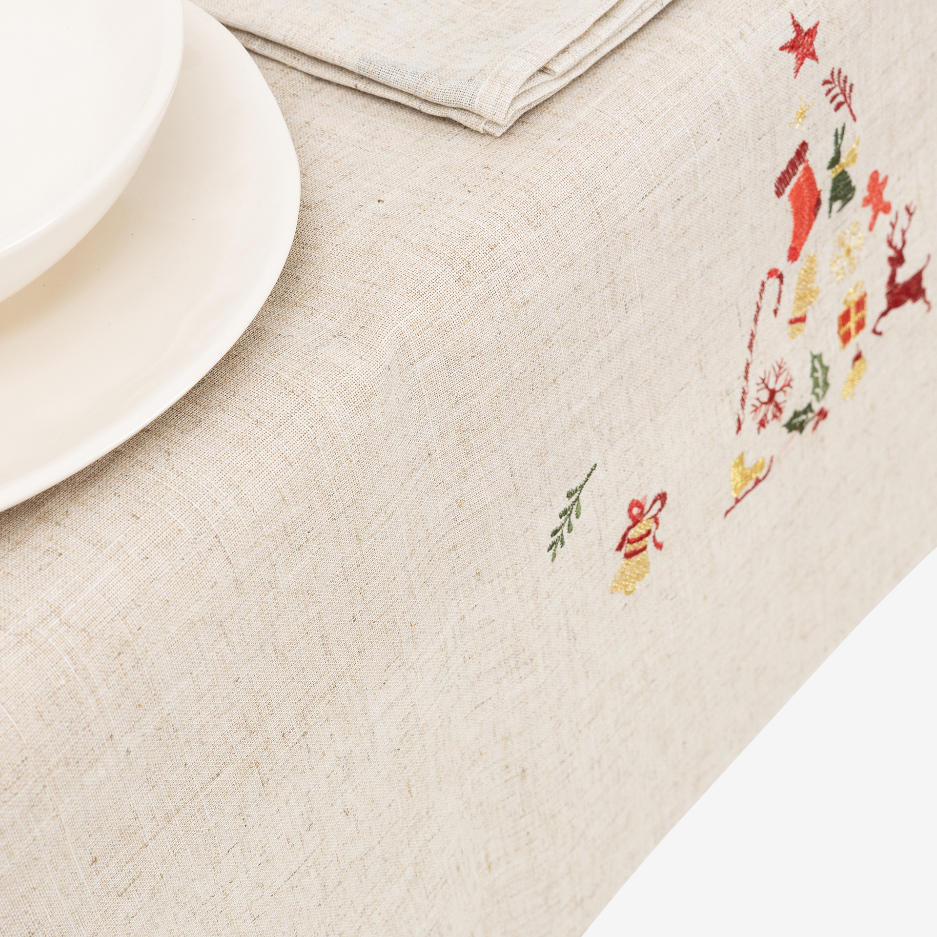 Mantel de lino con bordado Árbol 150x250cm