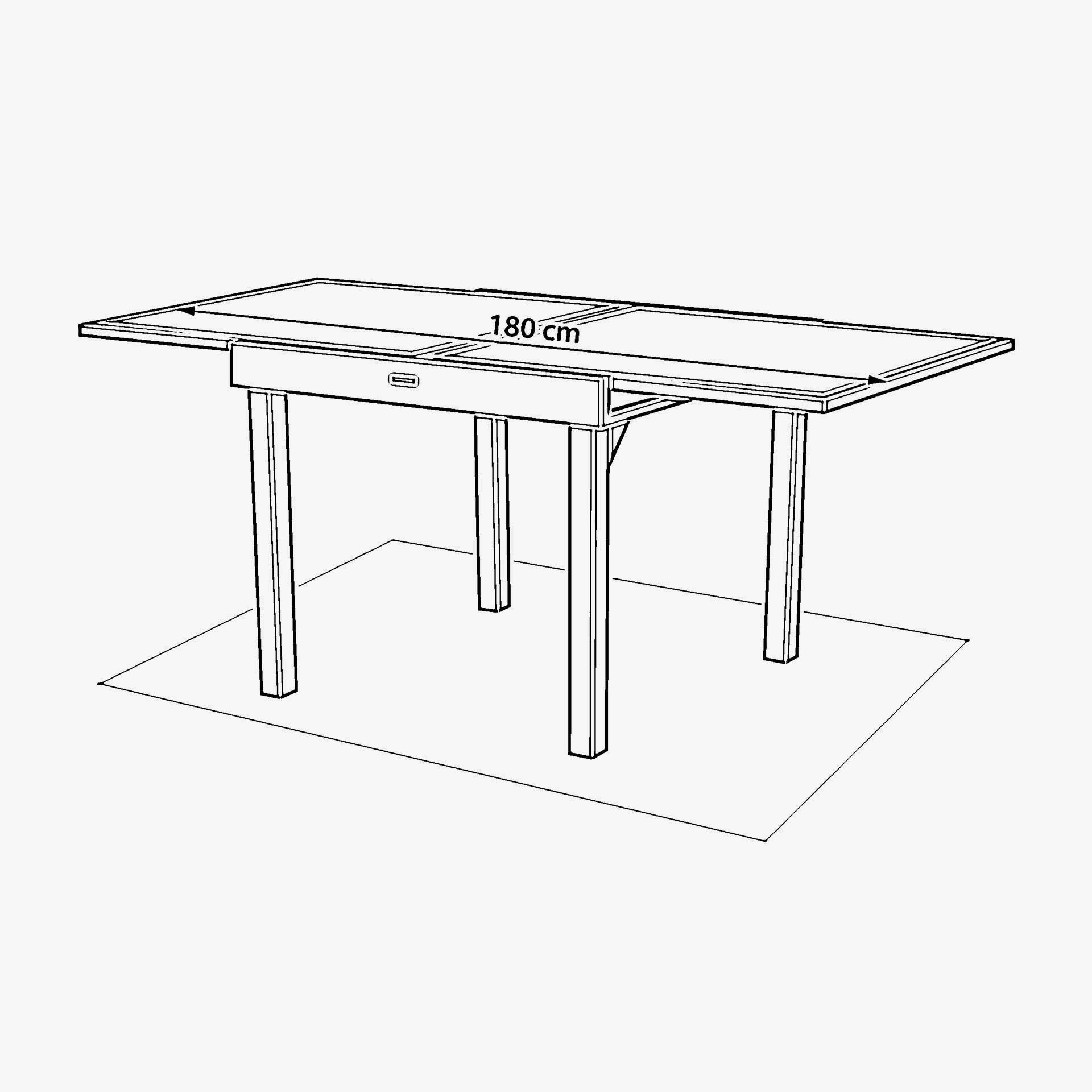 Mesa de comedor de jard&iacute;n extensible de aluminio y cristal impreso crema Piazor 90x90x76cm