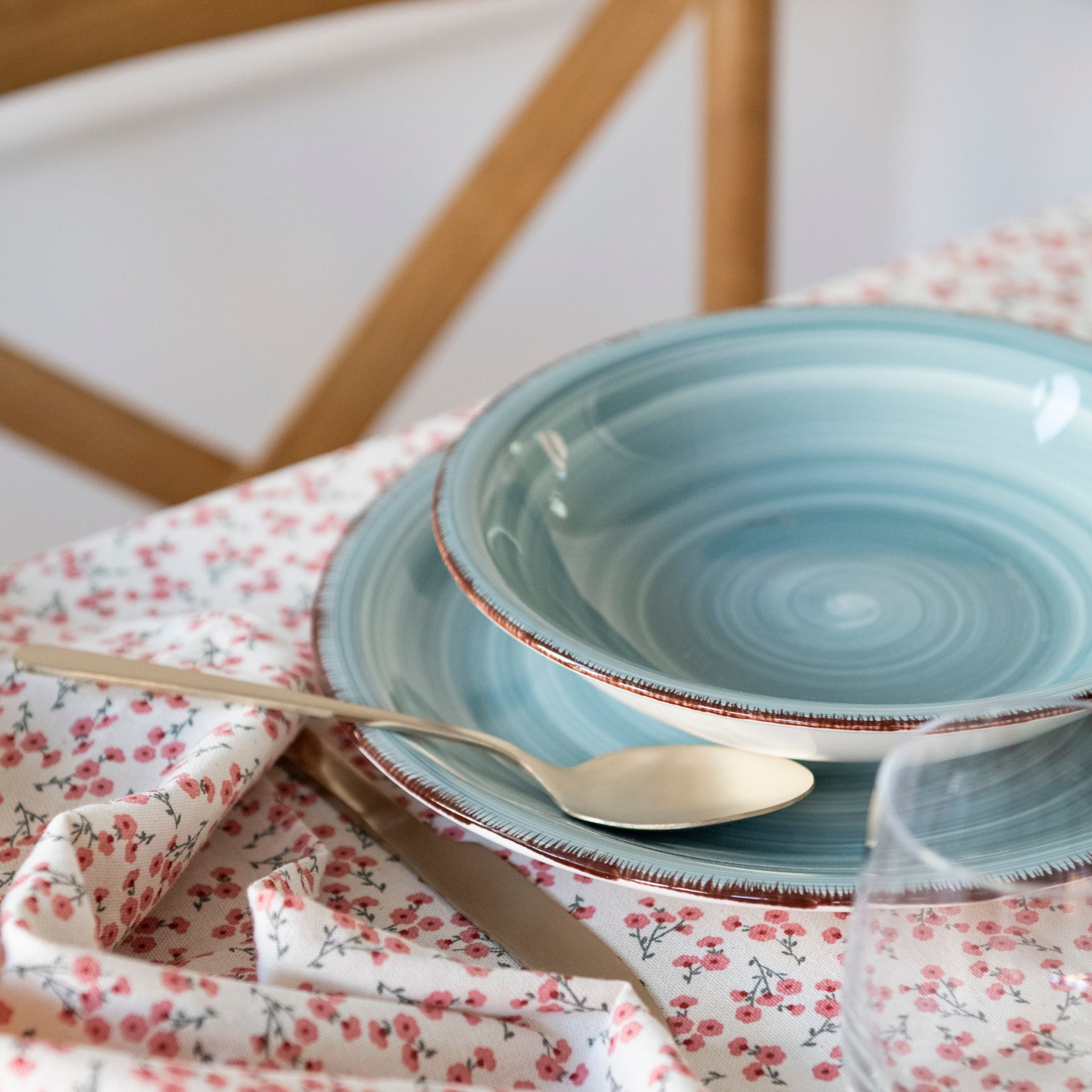 Vajilla de 18 piezas de gres azul claro Vita