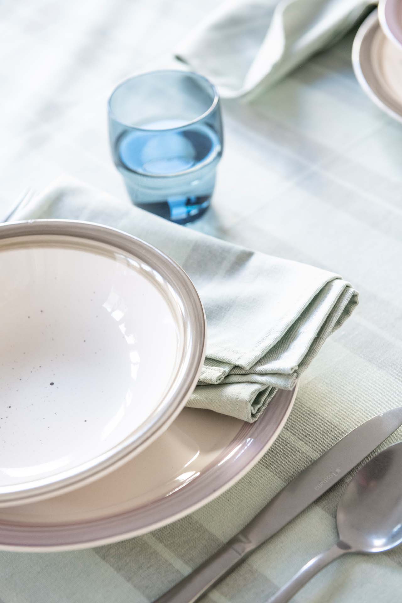 Servilleta de algod&oacute;n reciclado rayas verde 45x45cm