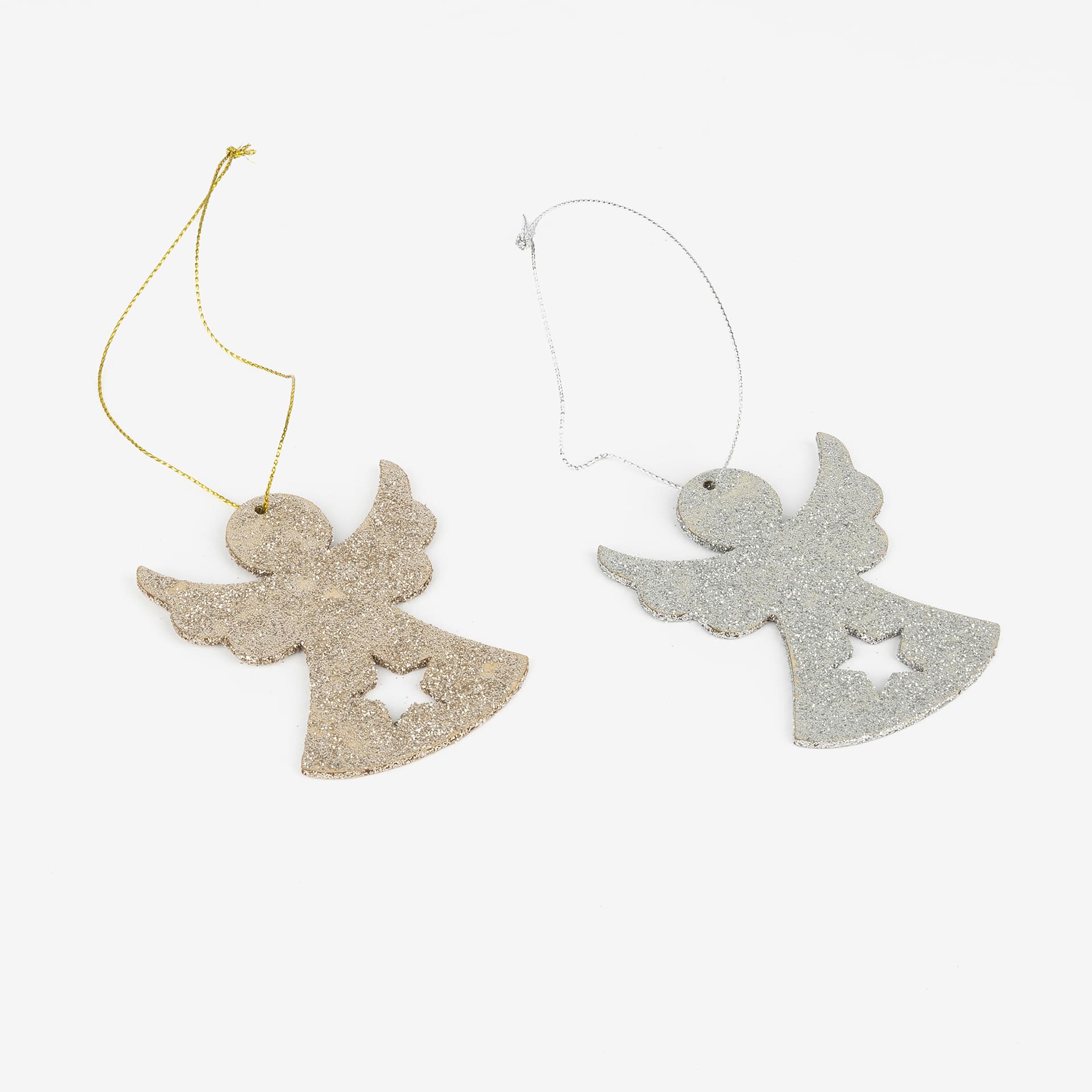 Adorno colgante de madera &Aacute;ngel plateado 8cm