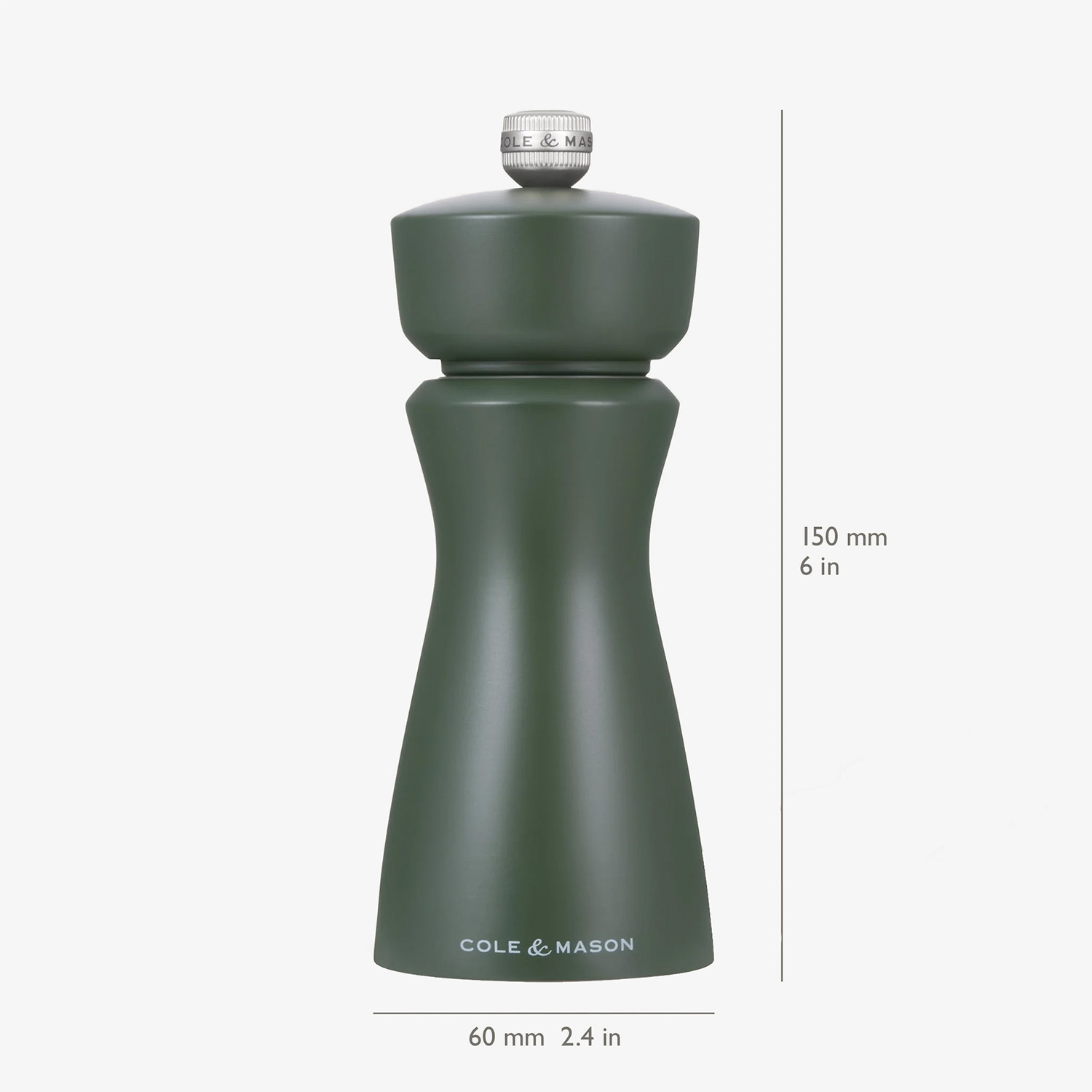 Molinillo de pimienta de madera verde oscuro 15cm - Cole & Mason