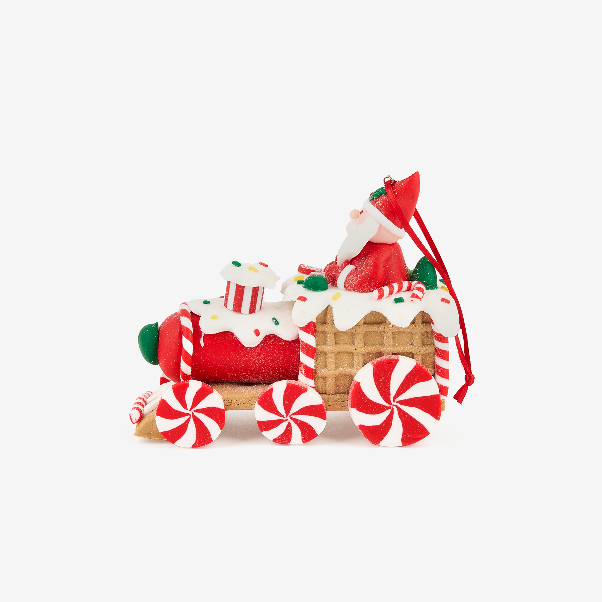 Figura decorativa de dolomita Santa Claus en tren 10,5cm