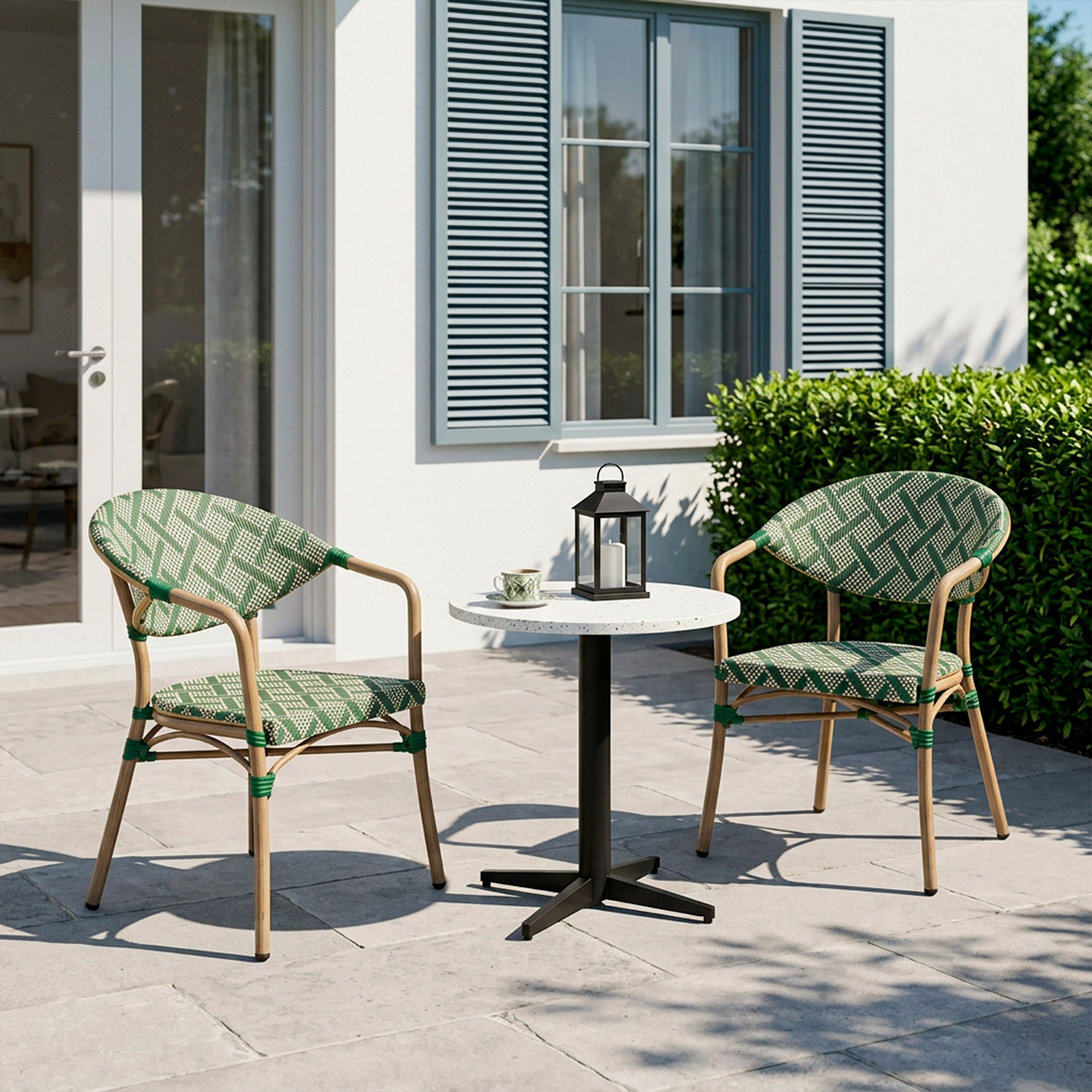 Silla de jard&iacute;n de rat&aacute;n sint&eacute;tico verde Selva 57x60x83cm