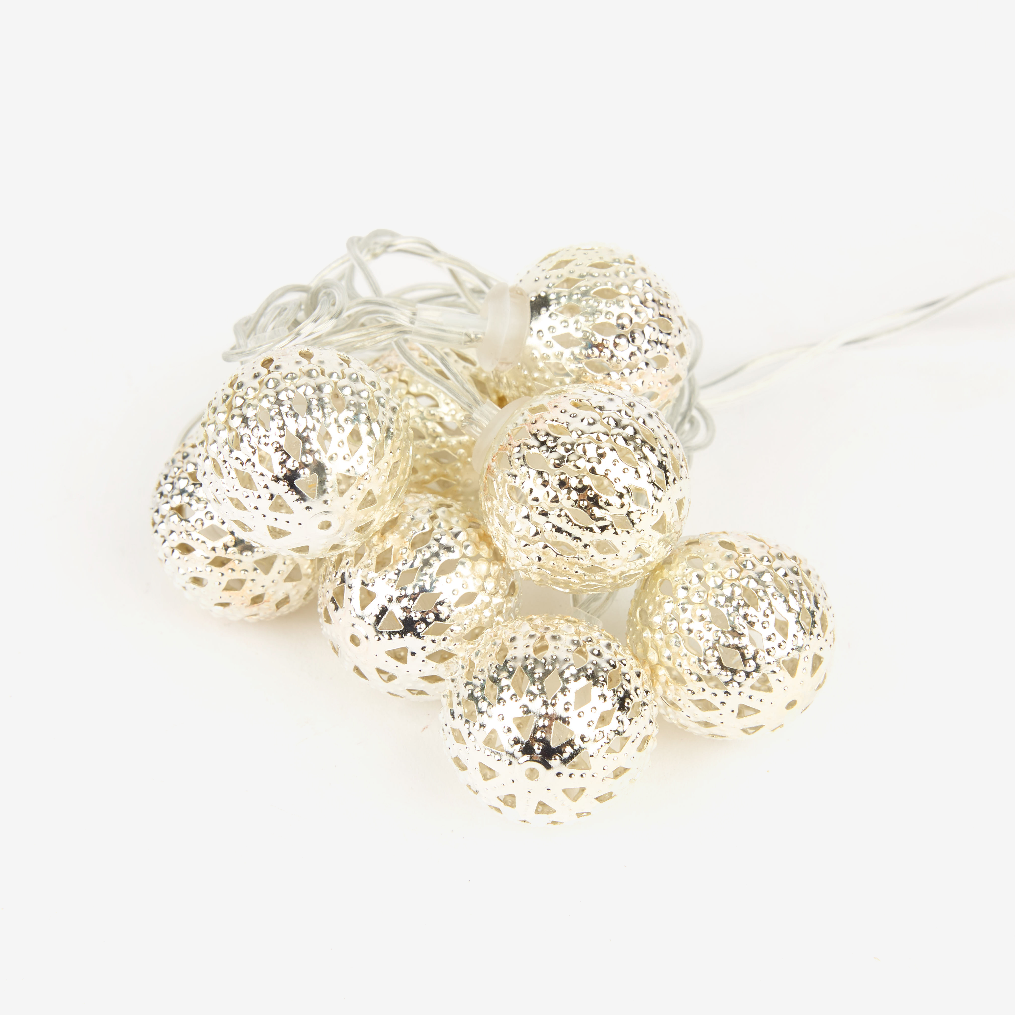 Guirnalda de luces plateadas interior 8 LEDs luz cálida