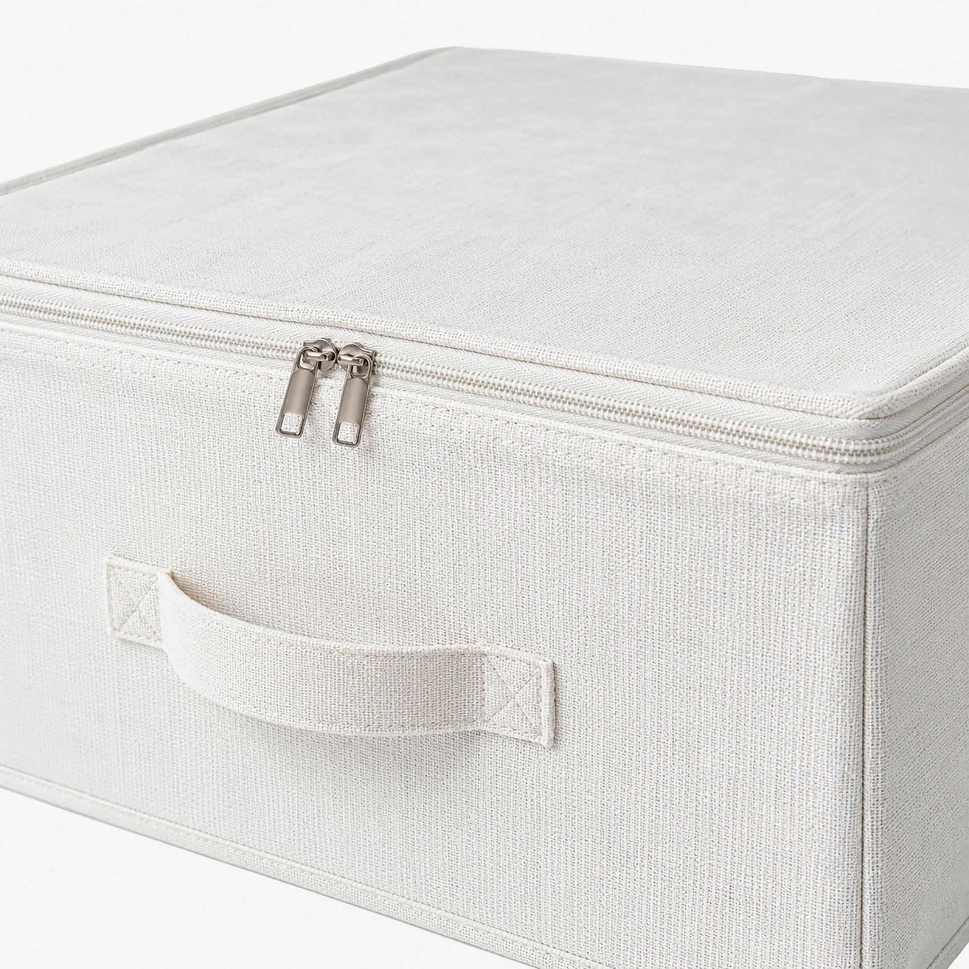 Caja de almacenaje con tapa de textil blanco Nube 50x38x20cm