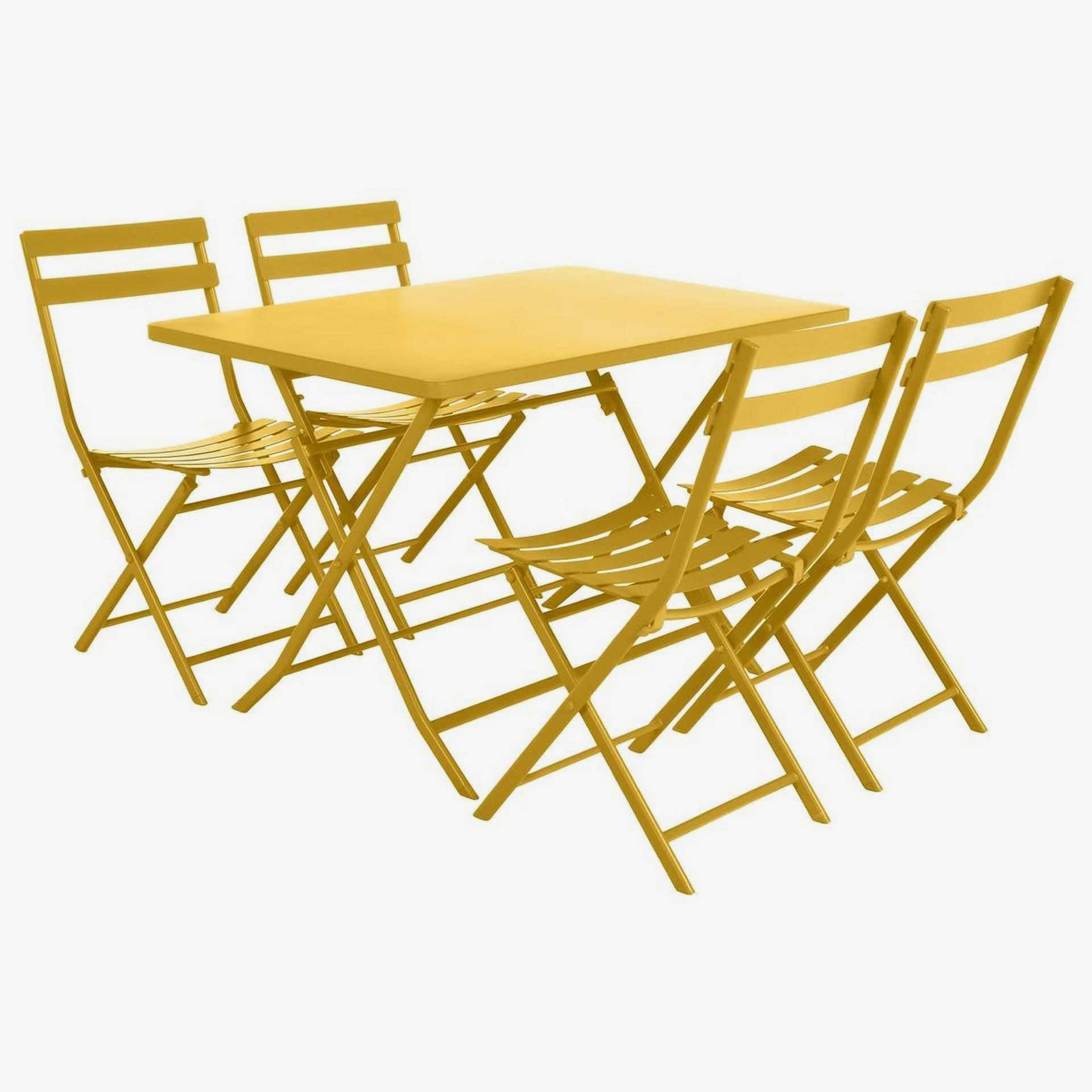 Mesa de jard&iacute;n plegable de acero mostaza Dixie 110x70x71cm