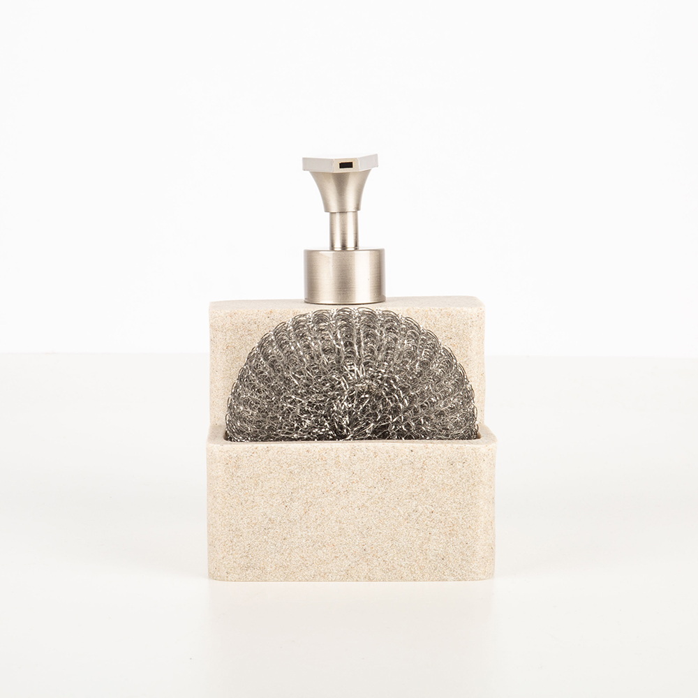 Dispensador de jab&oacute;n de cocina de cer&aacute;mica beige 16x11cm