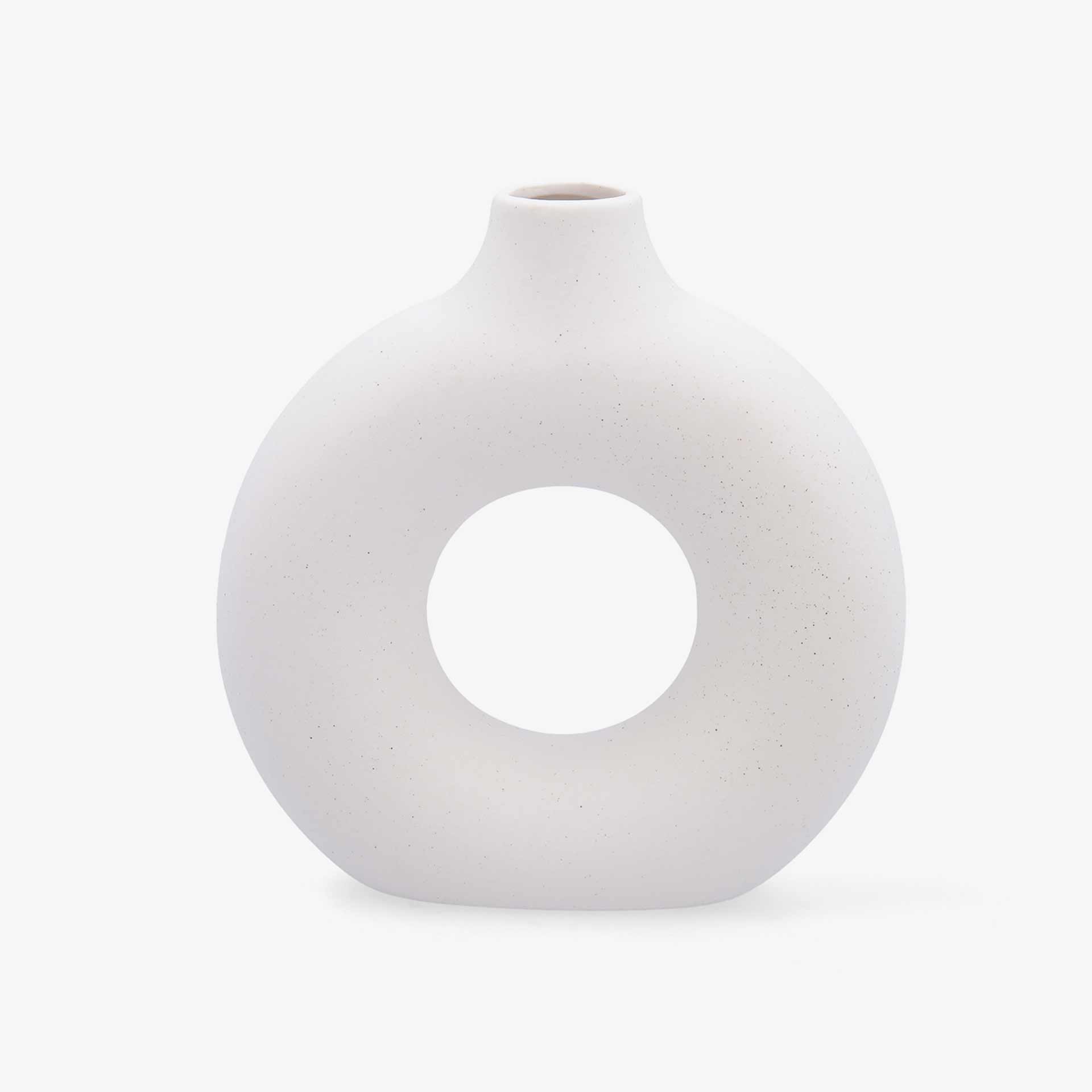 Jarron de cer&aacute;mica blanco Luum 16x5x18