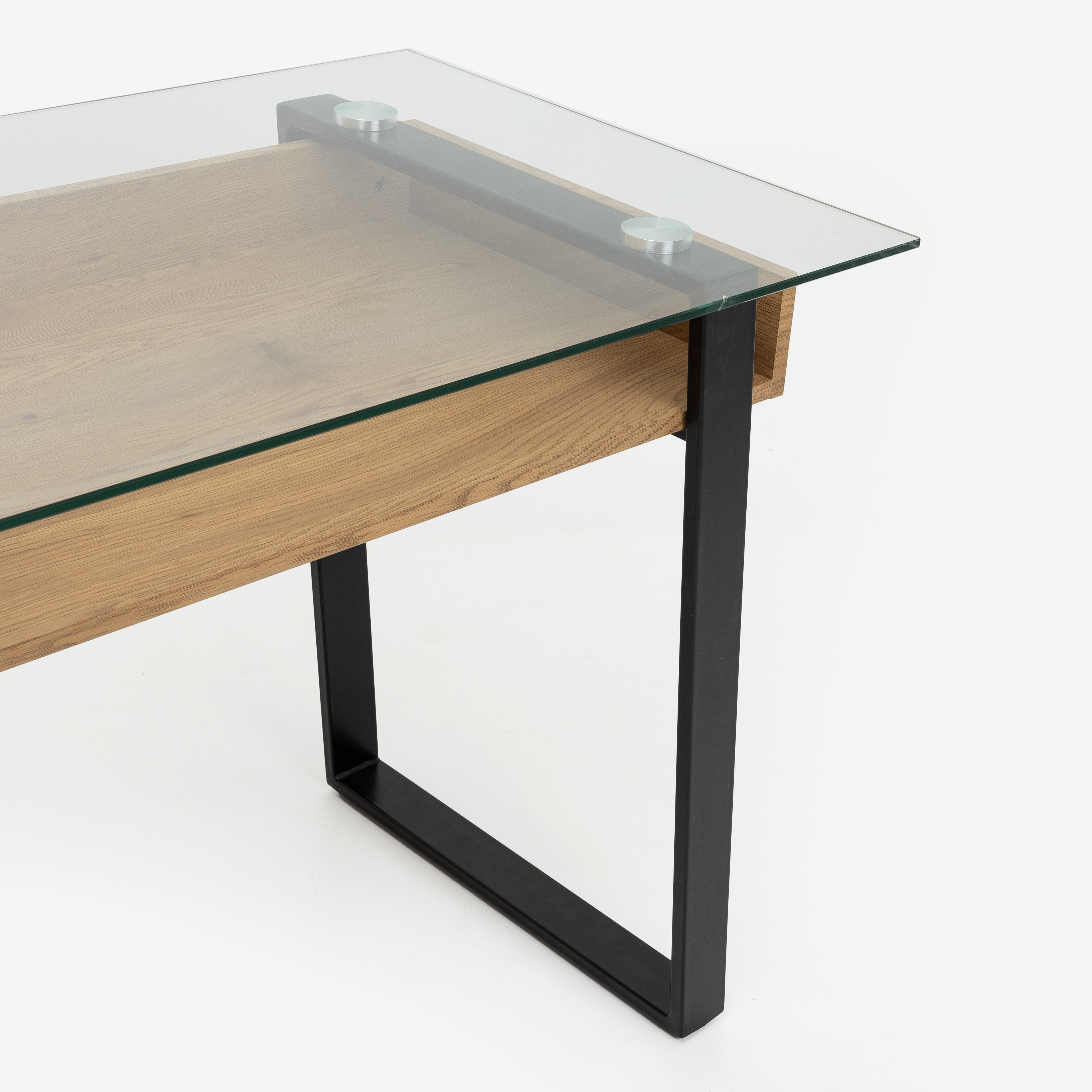 Escritorio de cristal y madera con base de metal Olav 120x60x75cm