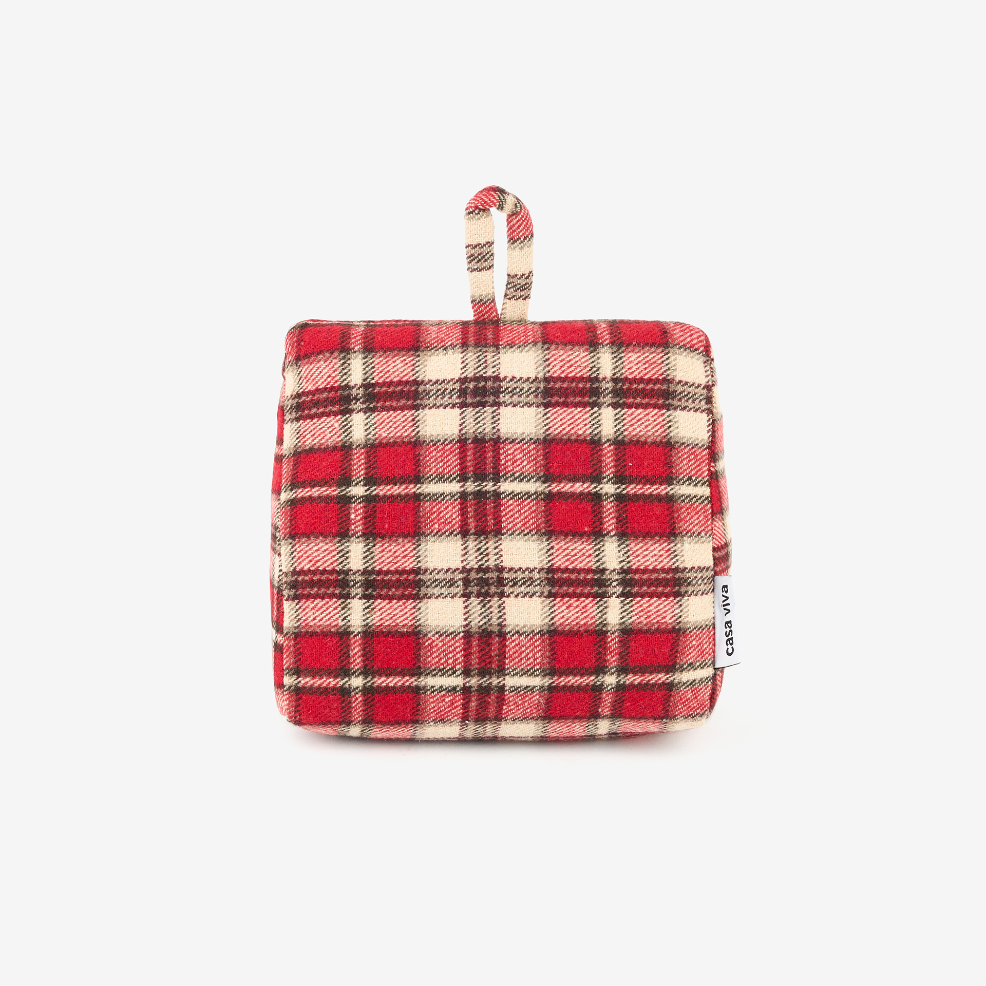 Tope de puerta de algodón cuadros rojos 18x10x17cm