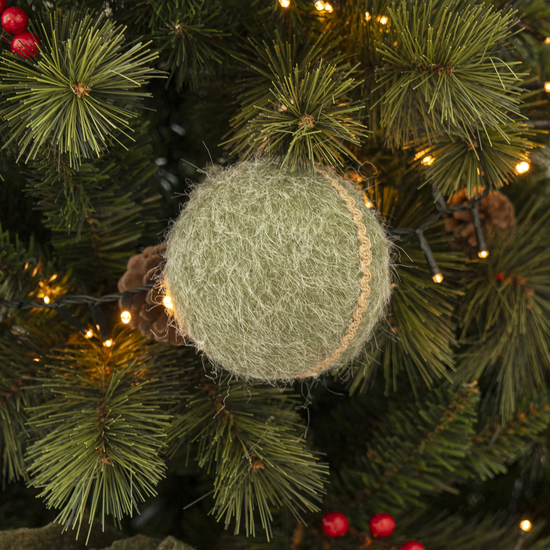 Bola de Navidad de fieltro verde 11x11cm