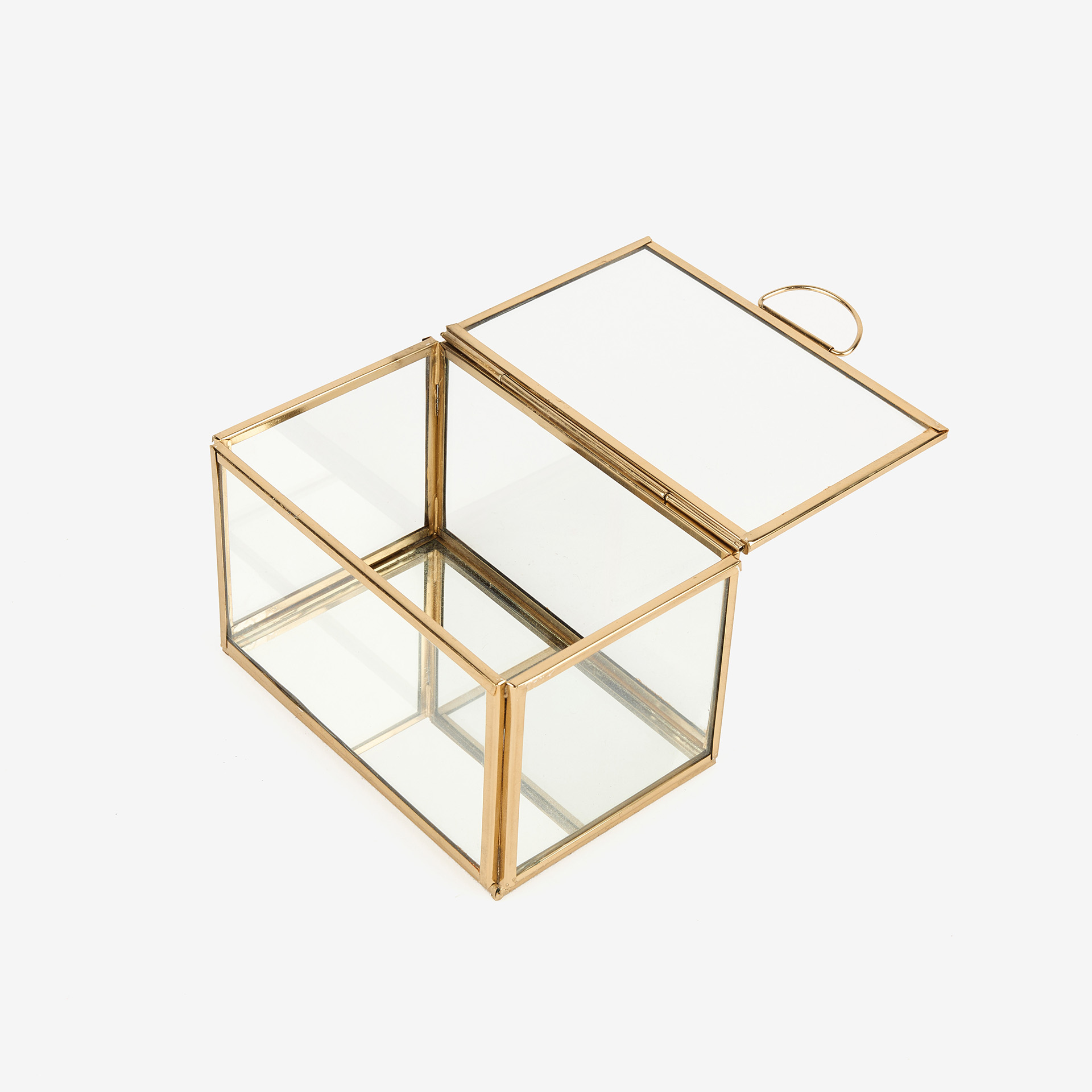 Joyero de cristal dorado con tapa Bay 13x8cm