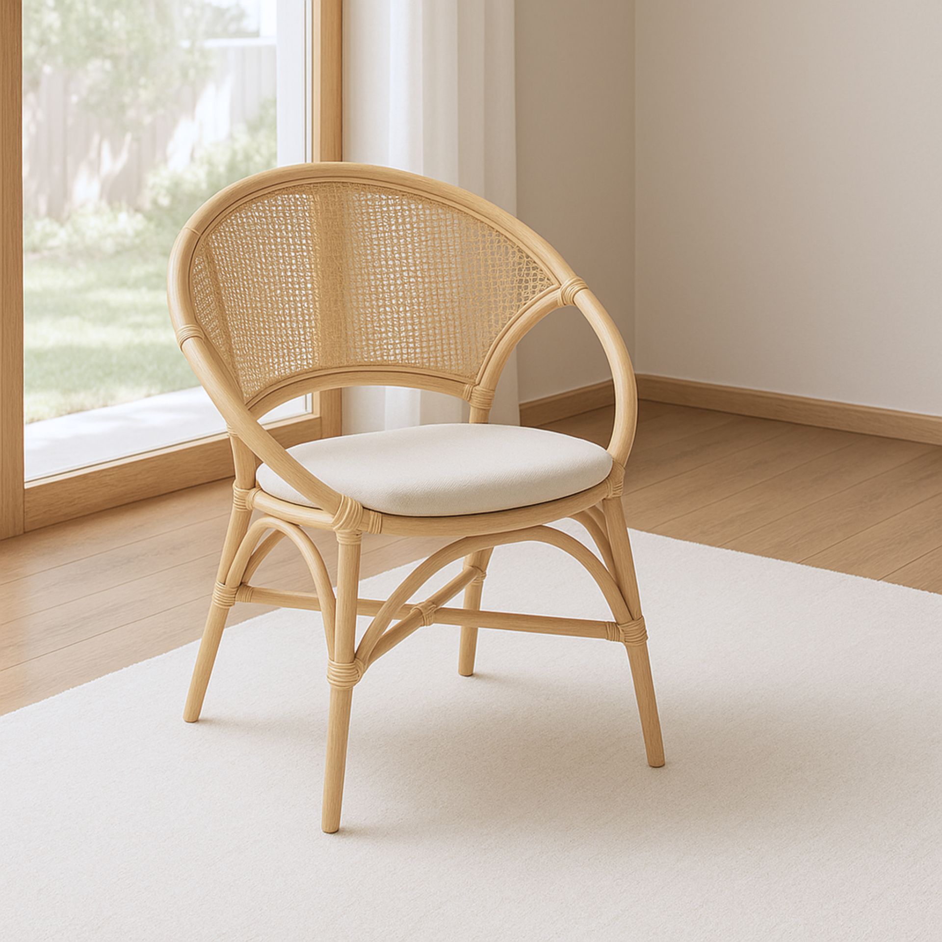 Silla de comedor de ratán beige Milos 77x70x84cm