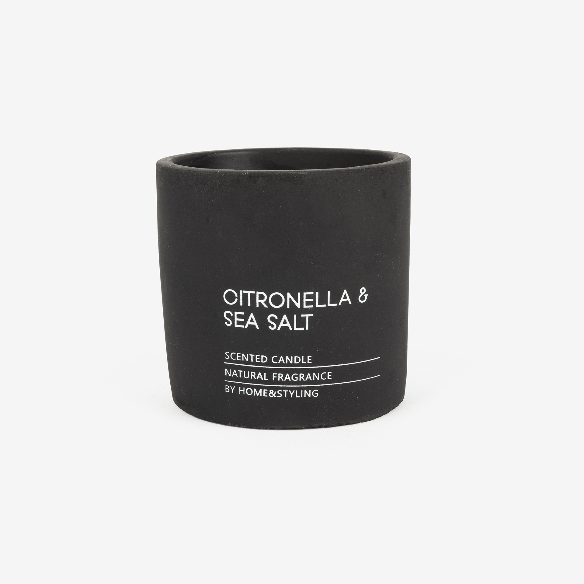 Vela en vaso de citronela y Sea Salt negro Pot 10cm
