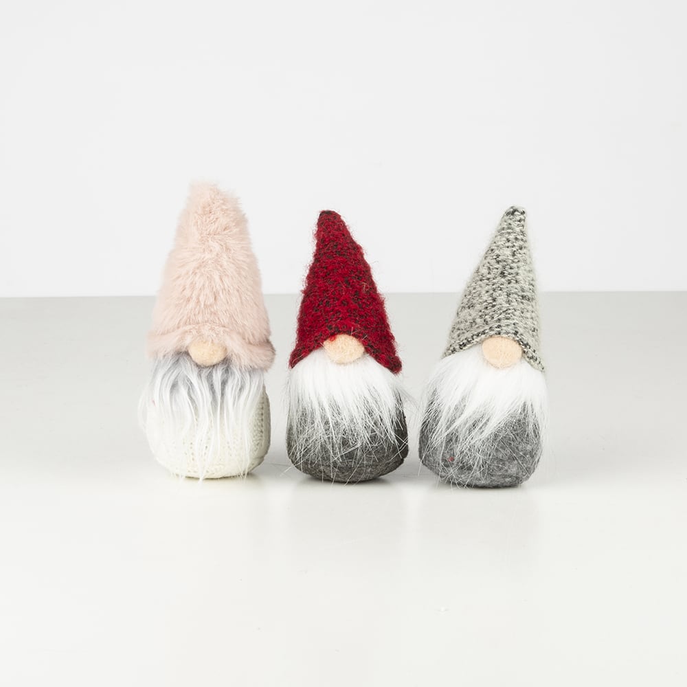 Gnomo de peluche gorro Rosa Ø7x14cm