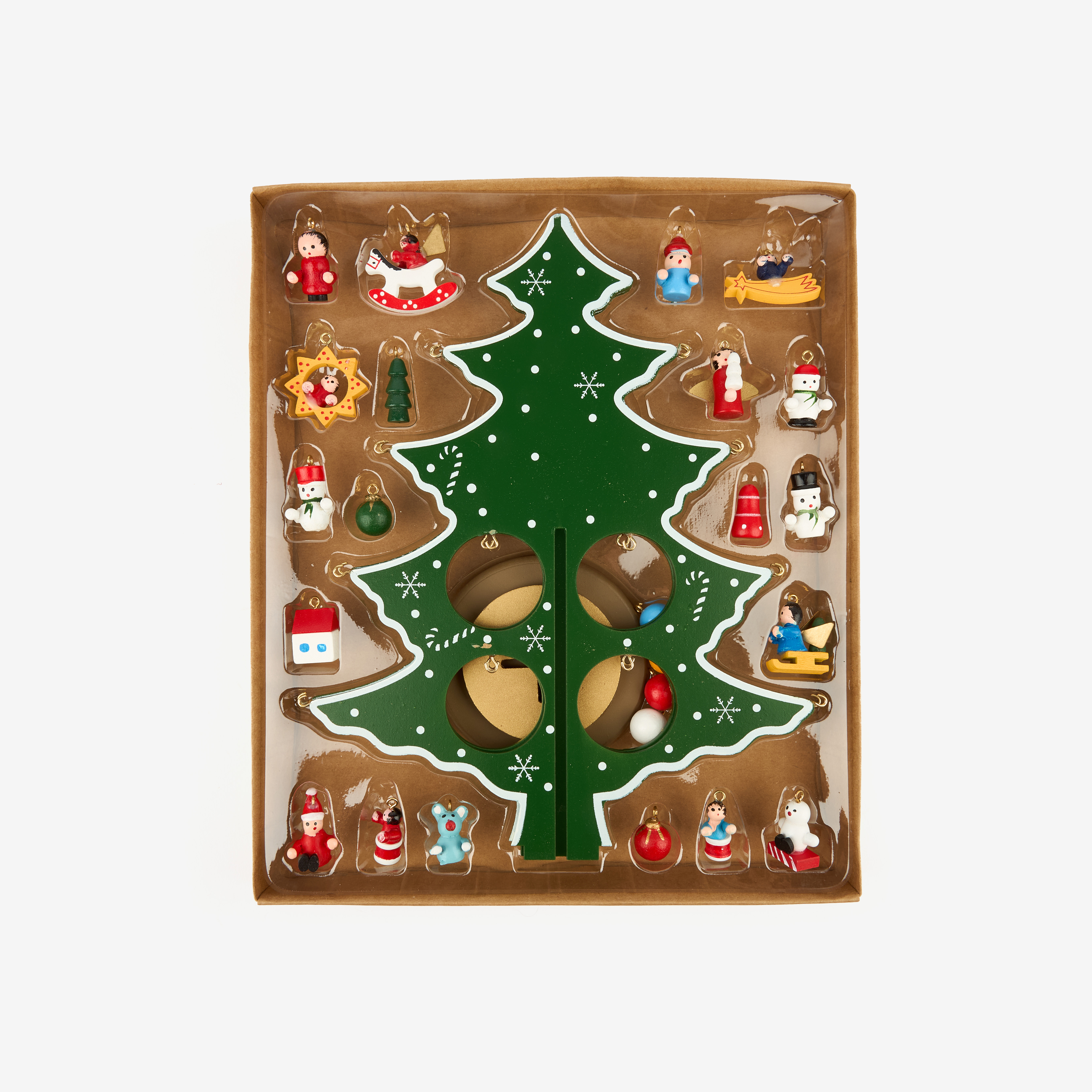 &Aacute;rbol decorativo de madera DM con accesorios para colgar 27cm