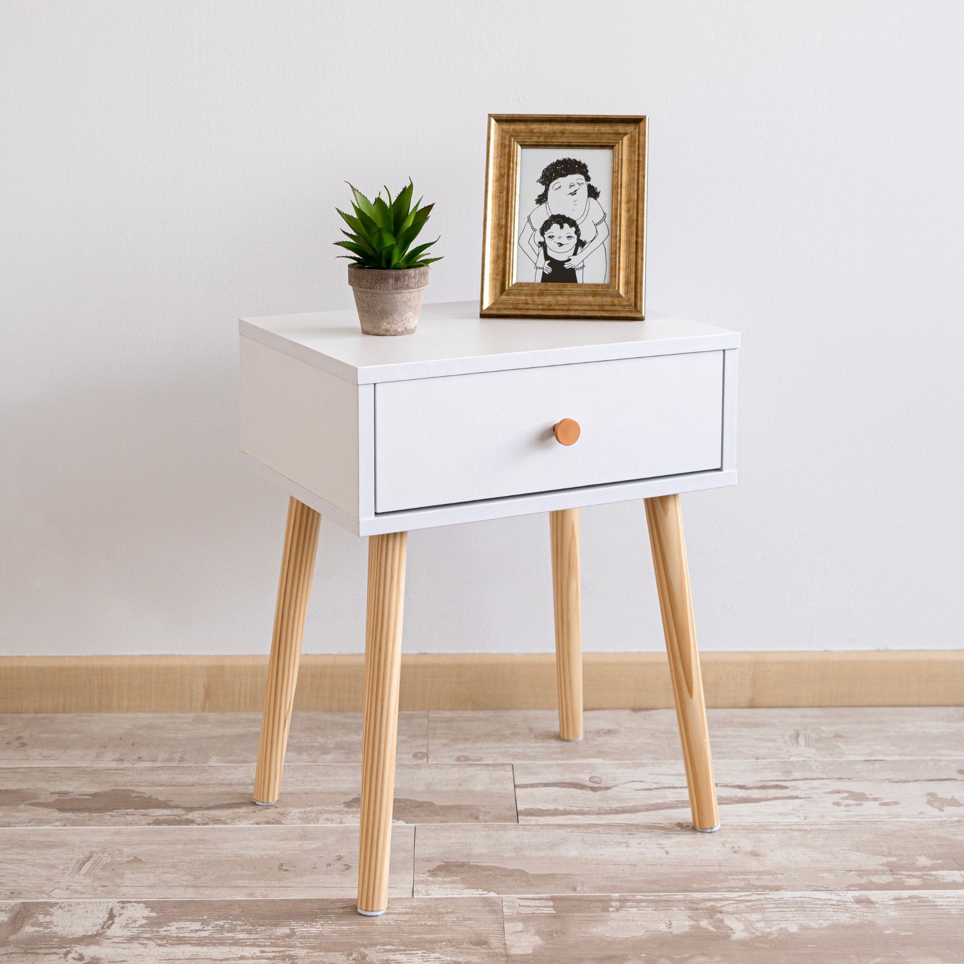 Mesita de noche de madera con 1 cajón Deva 40x30x50cm