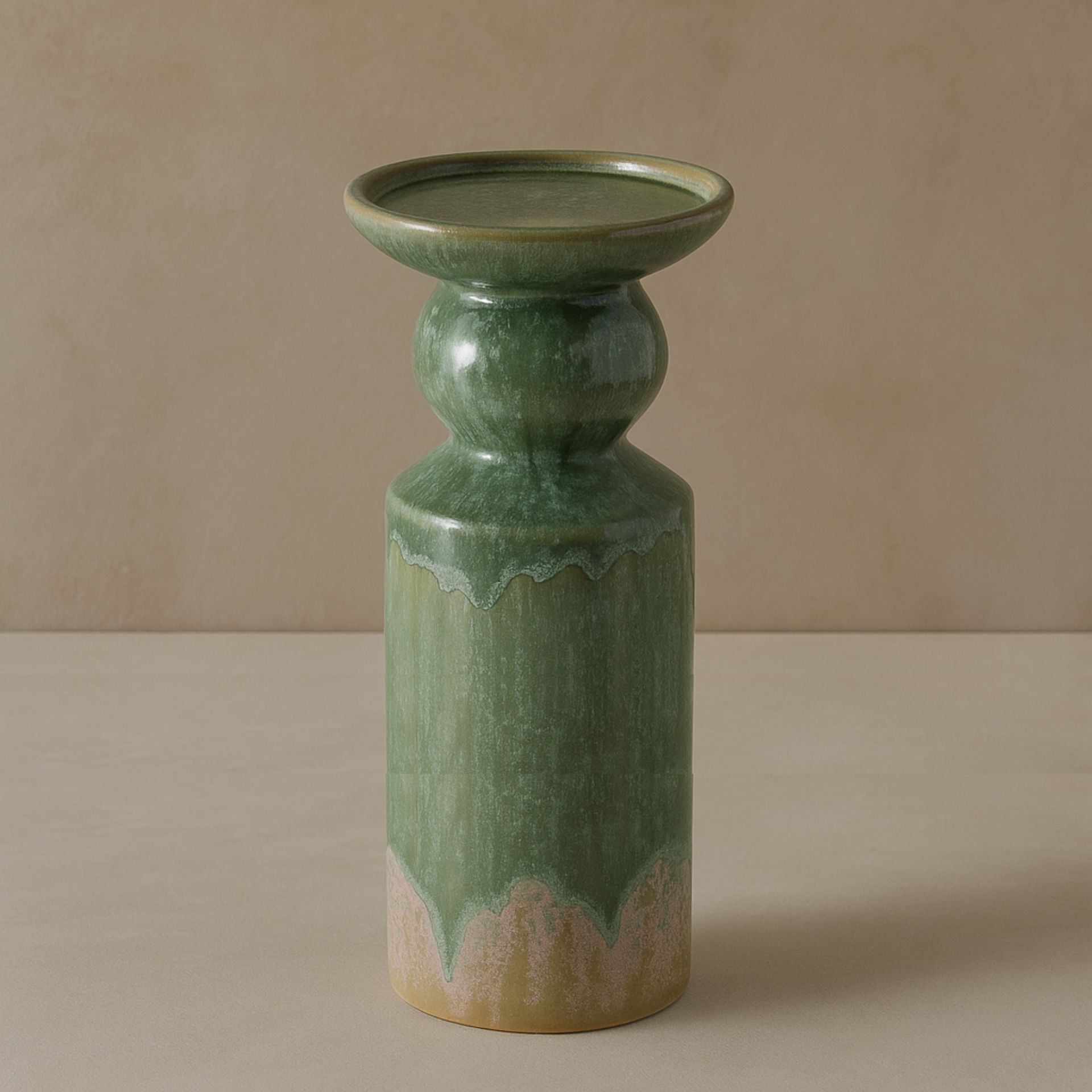 Candelabro de gres verde Narea 24cm