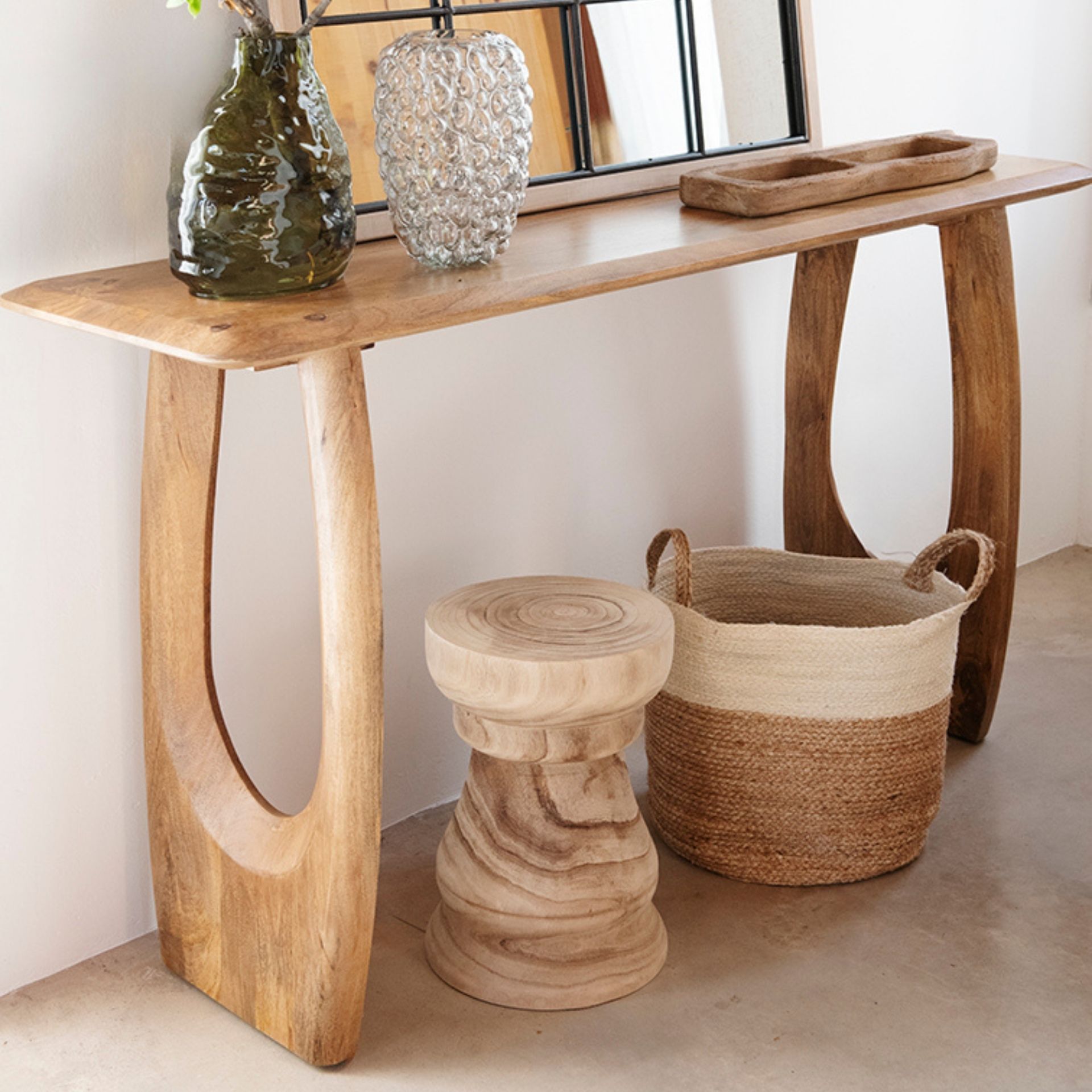 Mesa auxiliar de madera paulownia Adara &Oslash;28x40cm