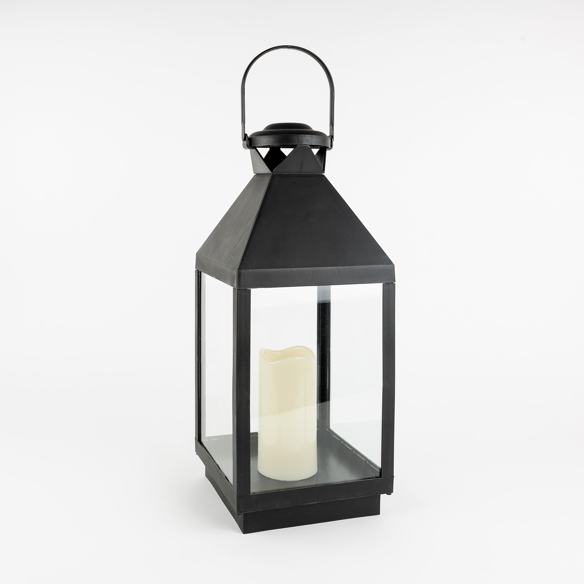 Farol vela LED negro 47cm