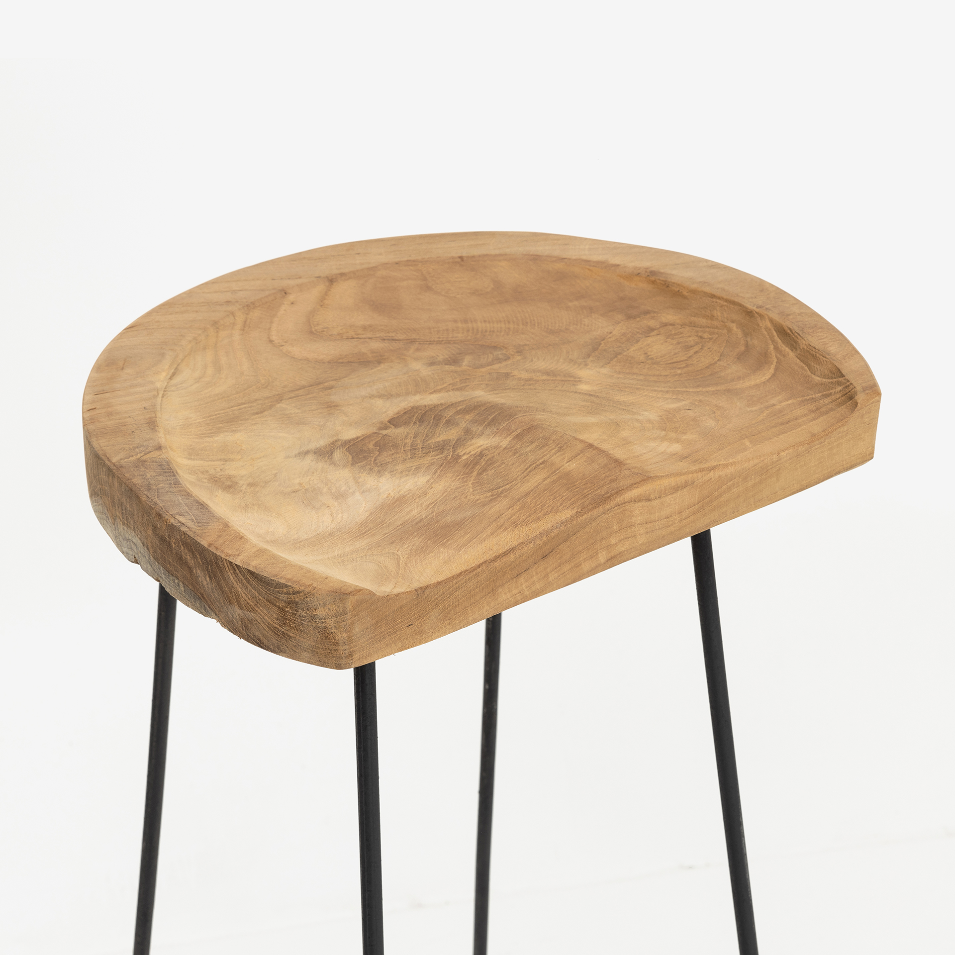 Taburete alto de madera y metal 40x32x81cm