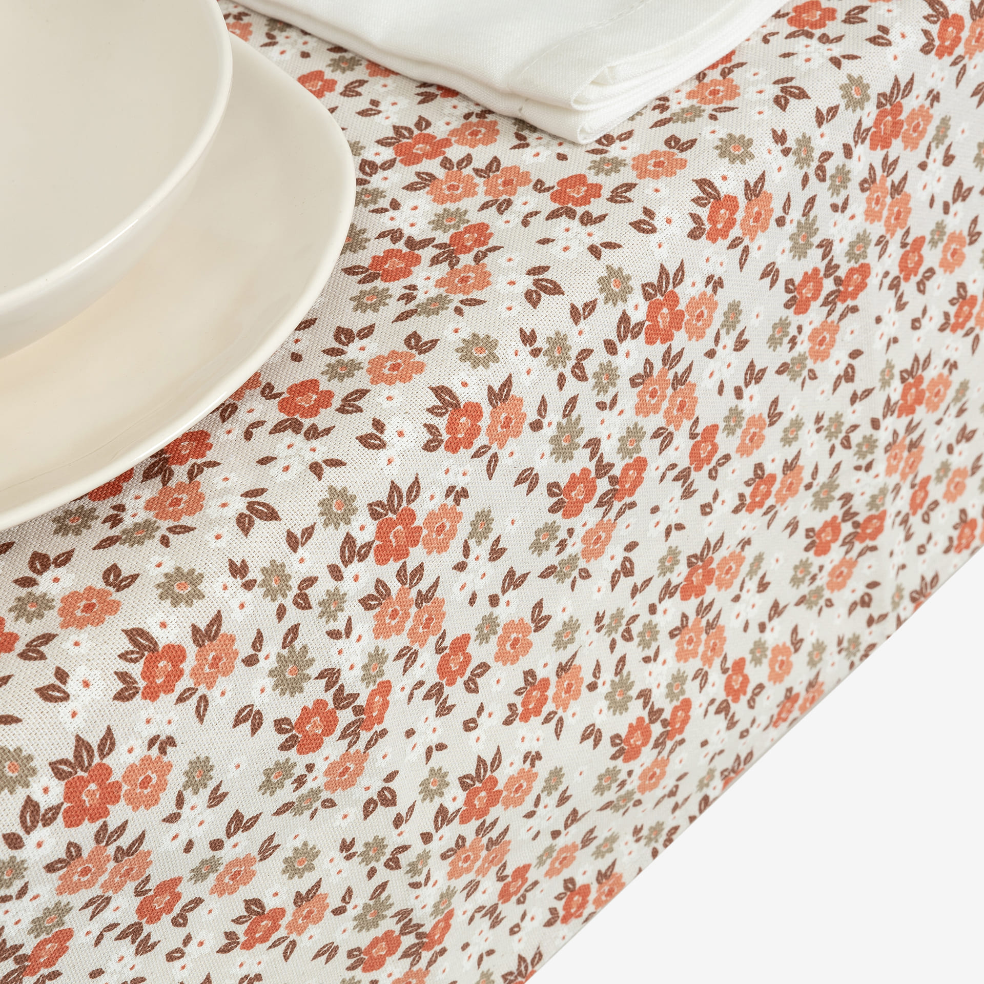 Mantel de algod&oacute;n reciclado melocot&oacute;n Alba 135x250cm