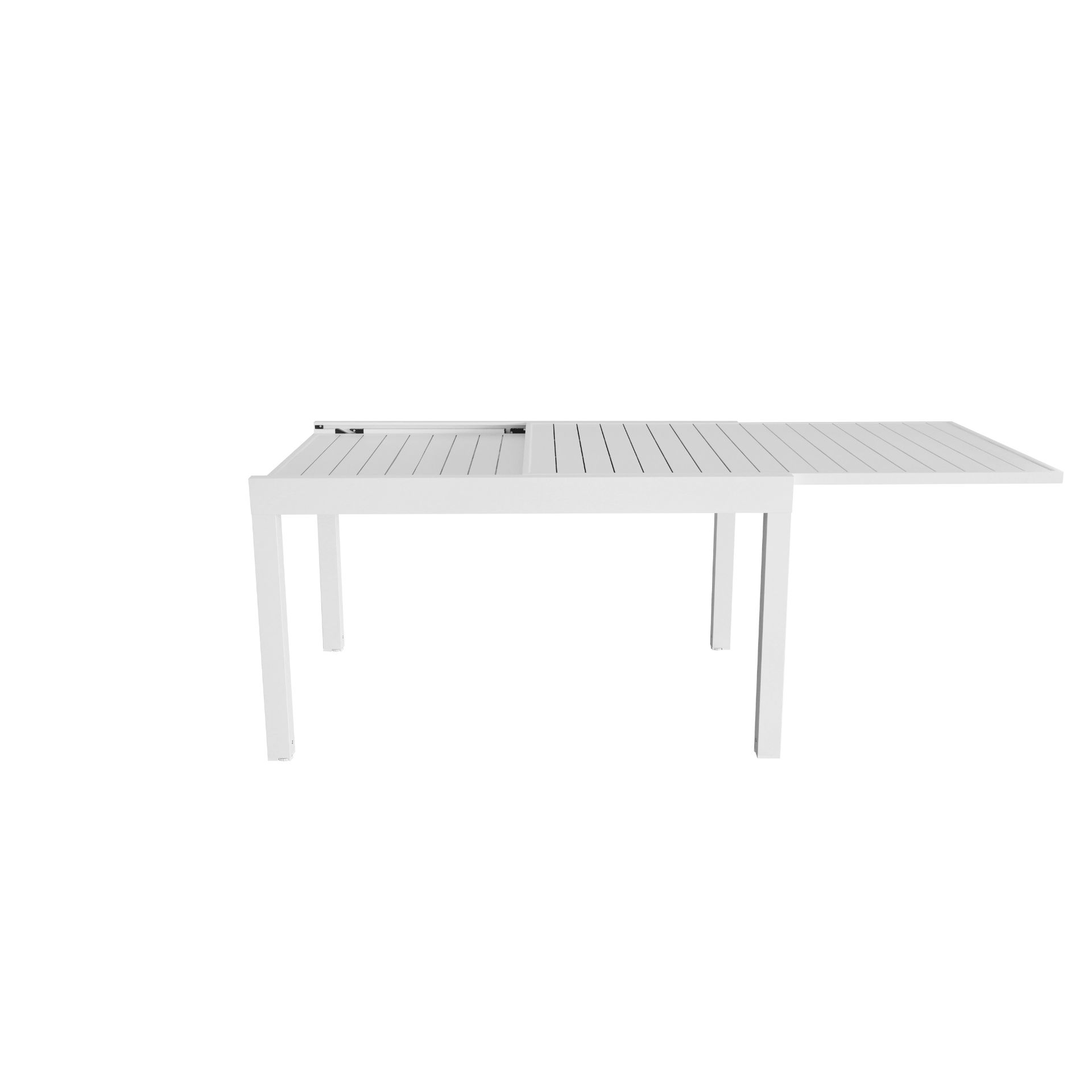 Mesa de jard&iacute;n extensible de aluminio blanca Nijar 135/270x90x76cm