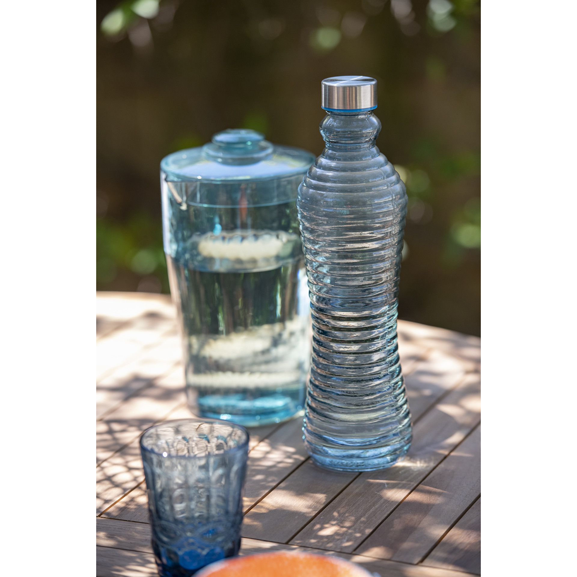 Botella de cristal azul Rustik 1L