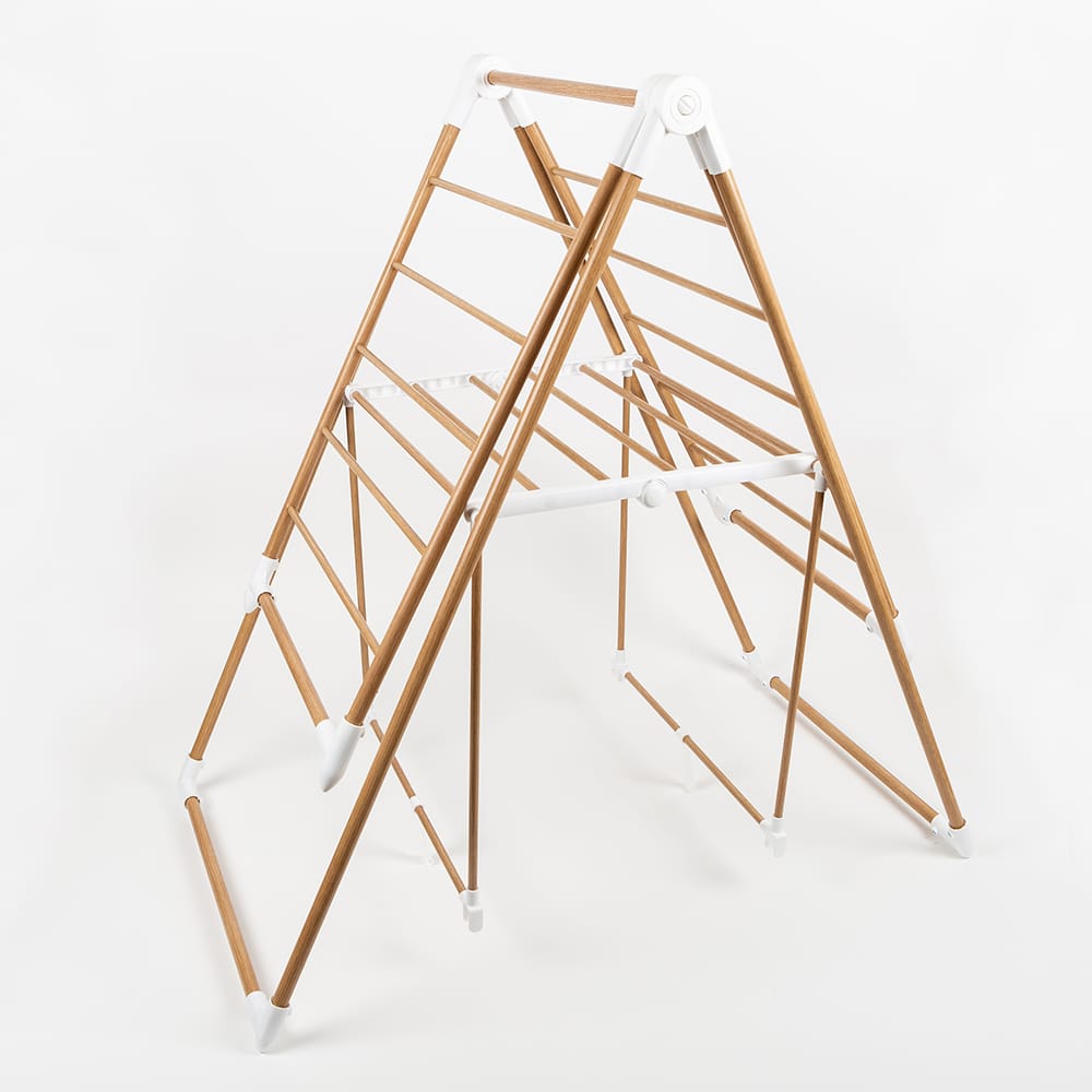 Tendedero plegable de acero inoxidable efecto madera 139x51x92cm