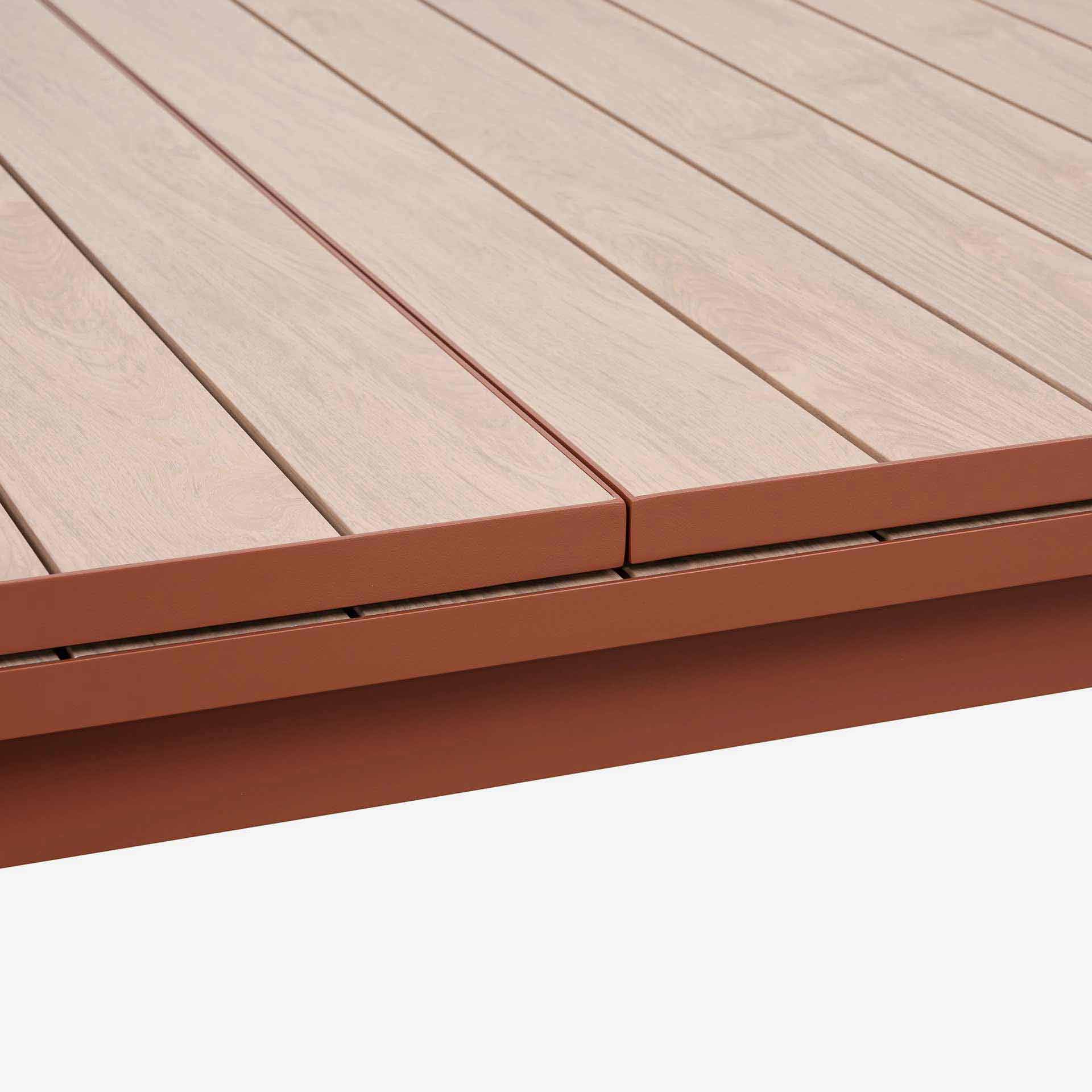 Mesa de comedor de jard&iacute;n extensible de aluminio caoba Evora 214x110x77cm